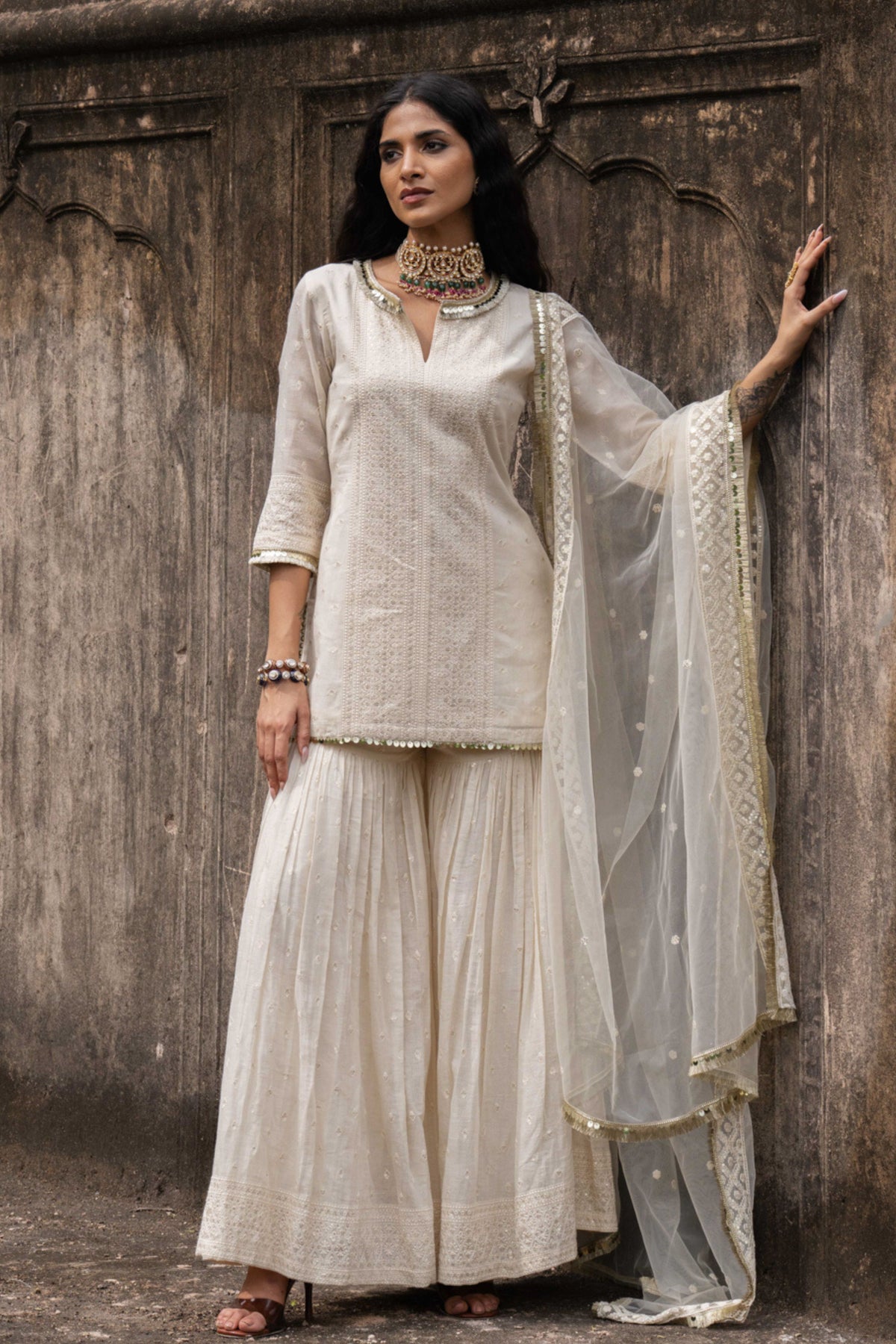 Off White Sharara Set