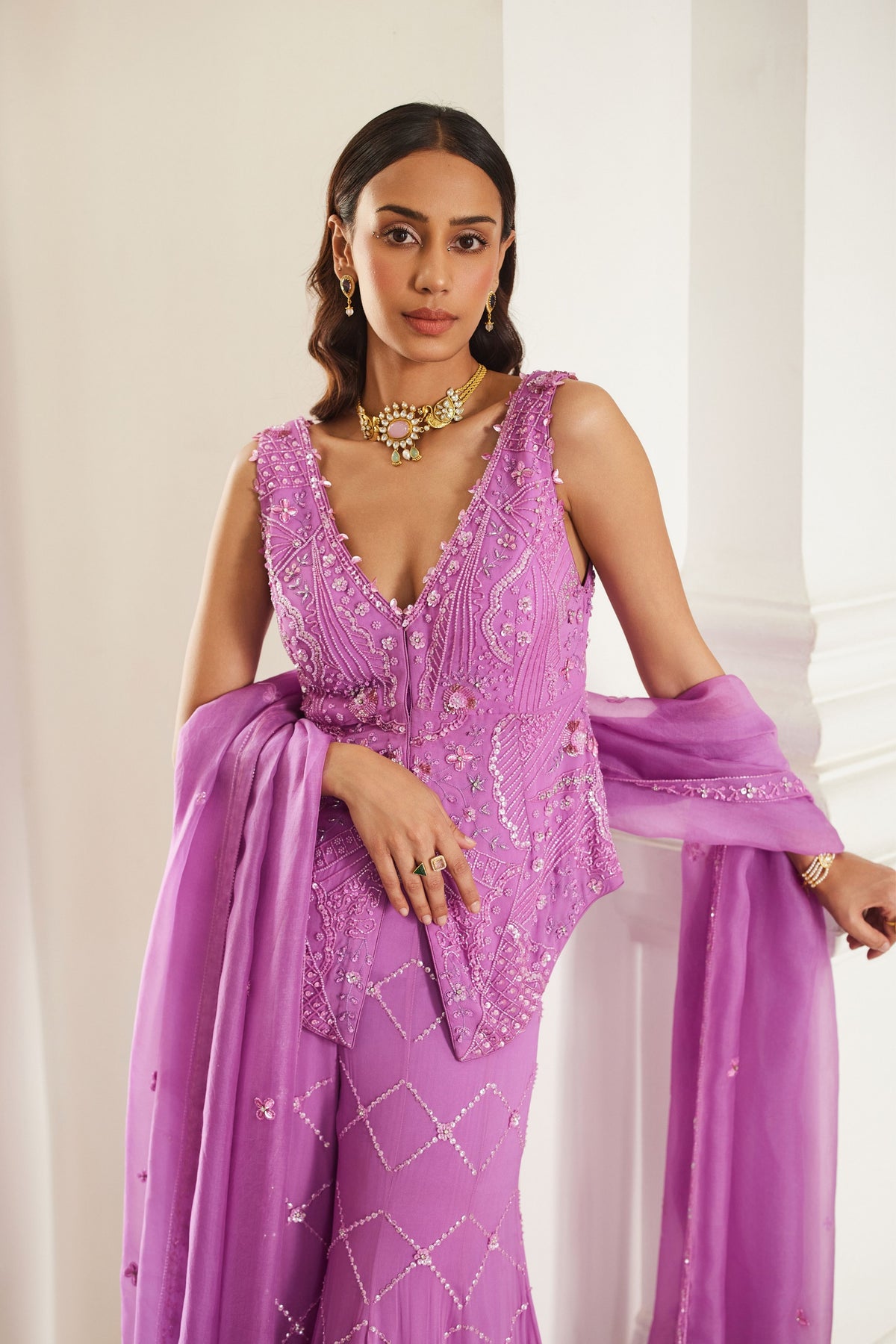 Bubblegum Pink Tonal  Peplum Sharara