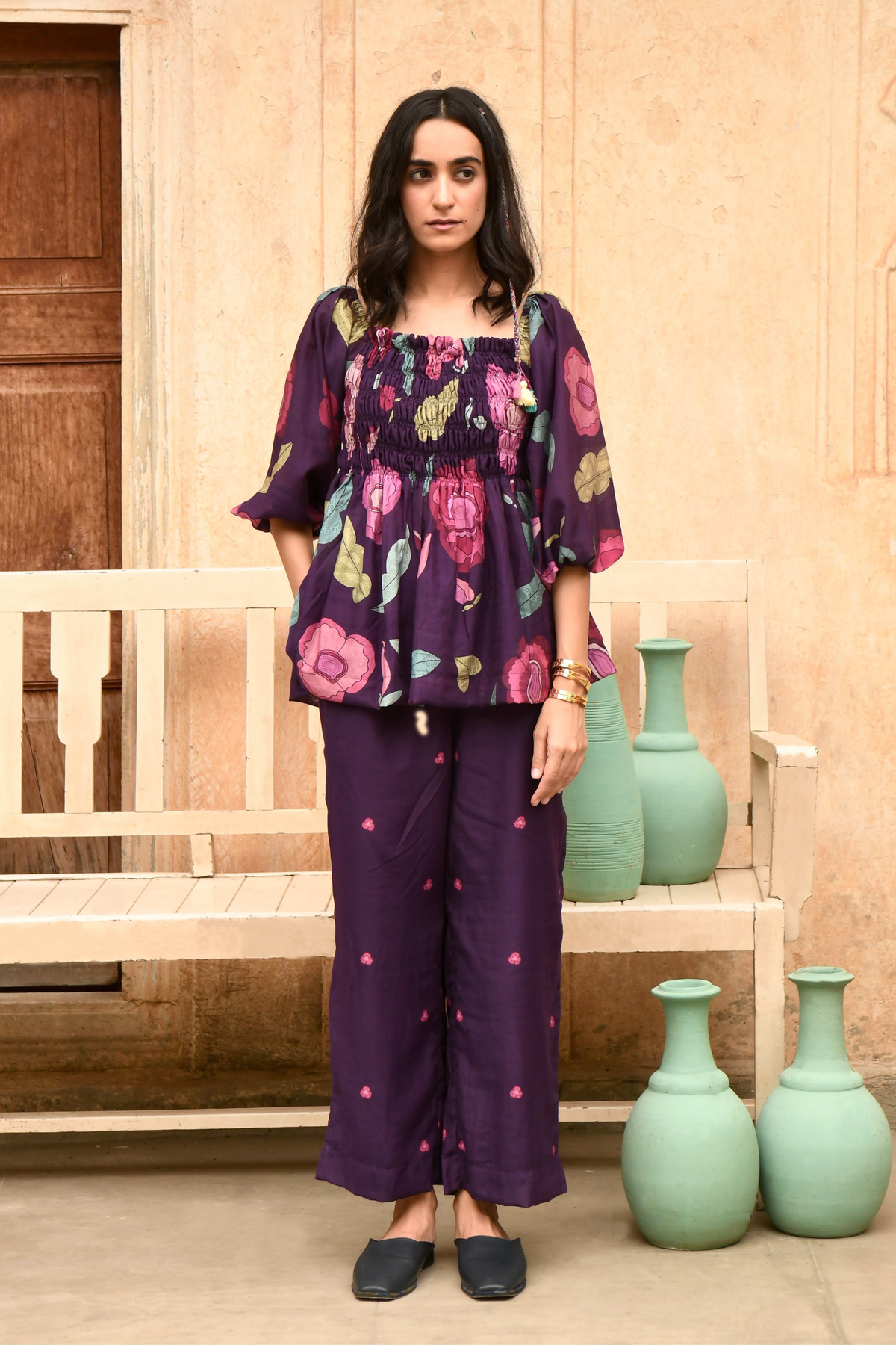 Violet Digital Print Straight Pants