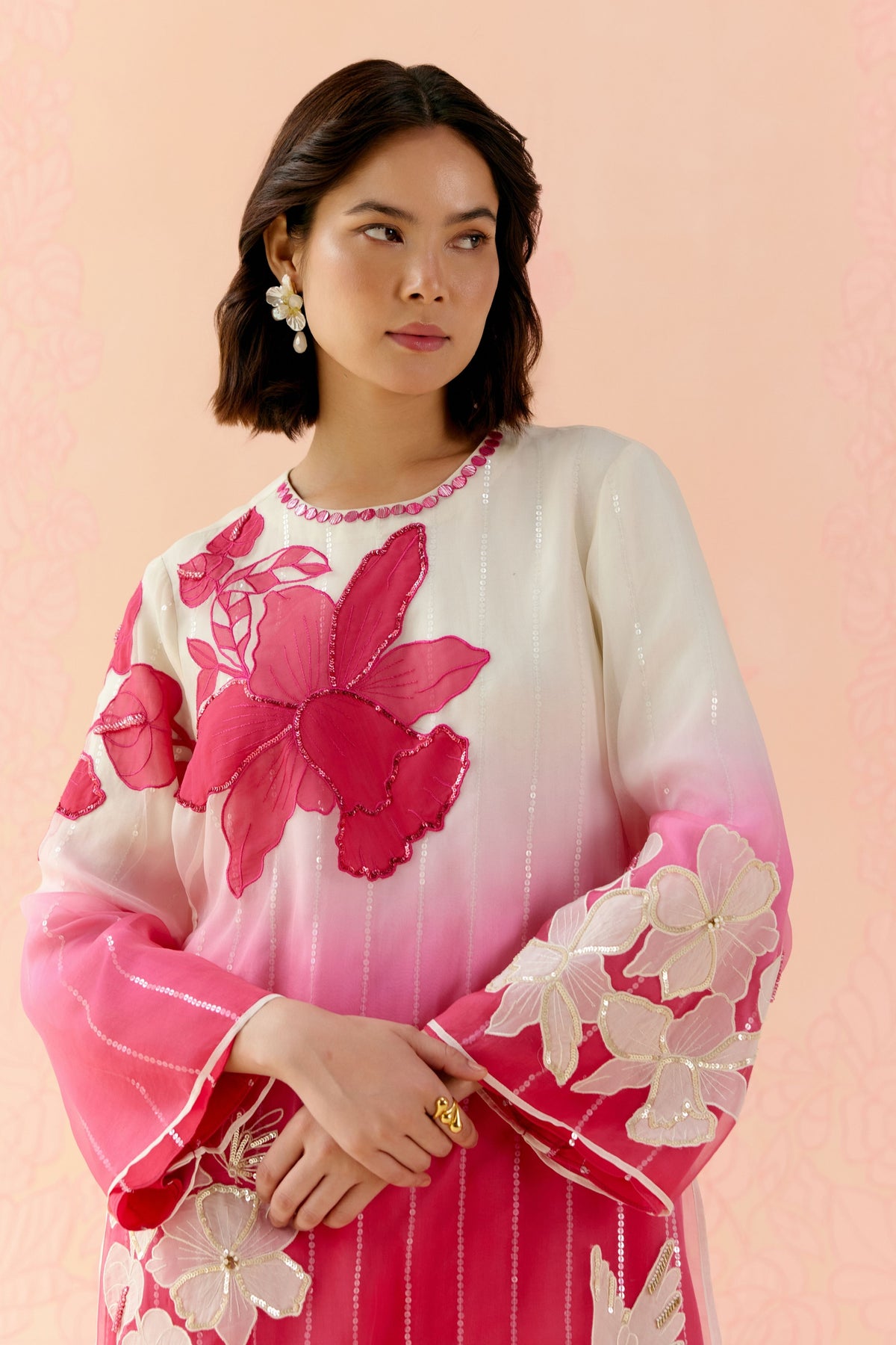 Hot Pink Applique Kurta Set