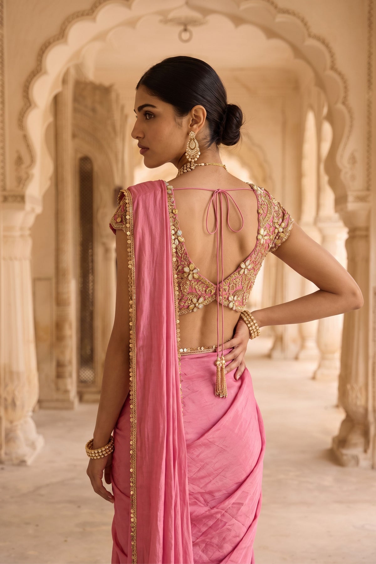 Rani Kalash  Draped Saree Set
