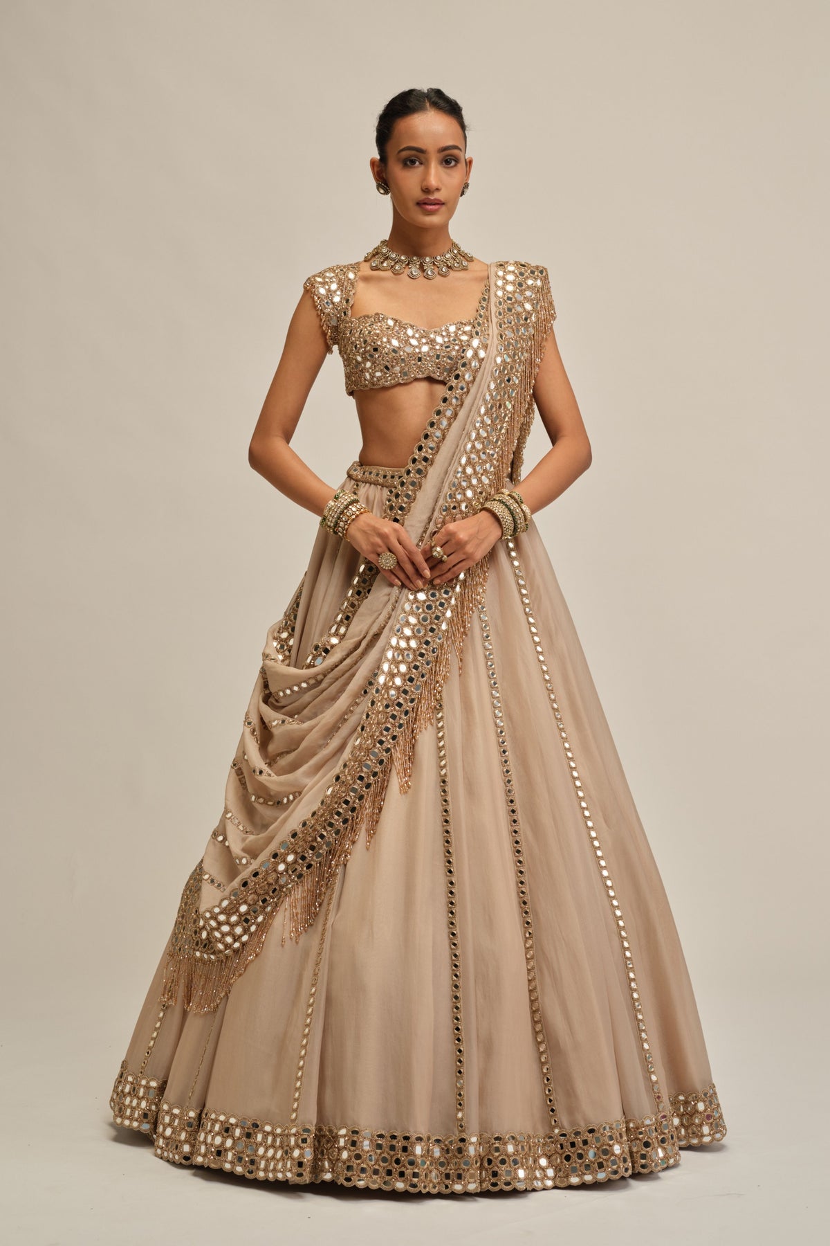 Modern Mirror Work Lehenga Set
