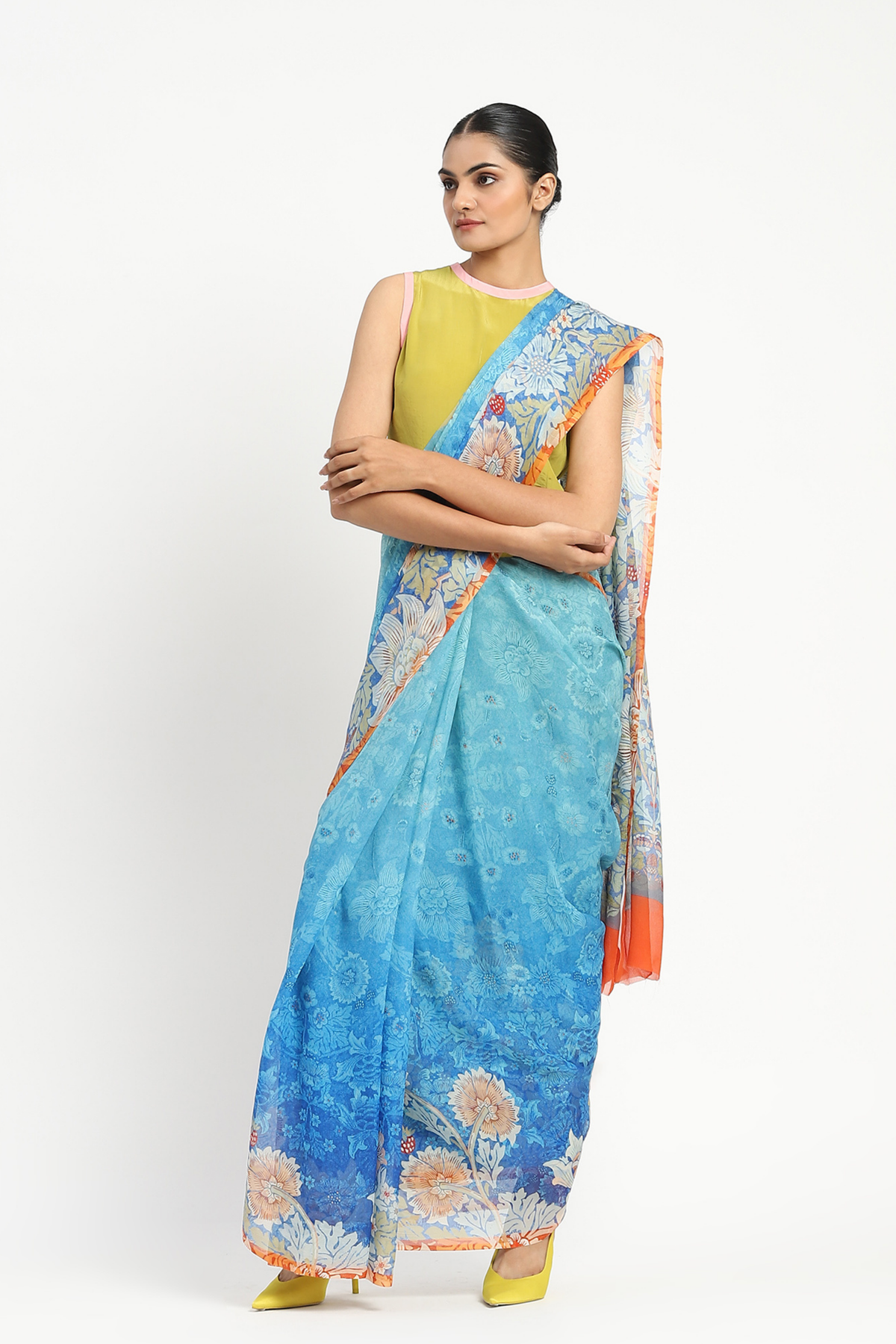 Seafoam Printed Saree