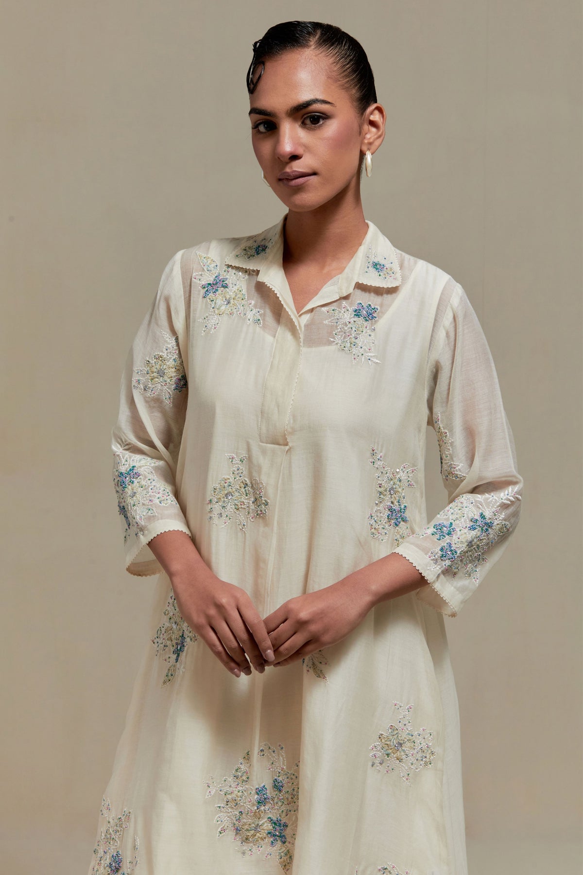 Blue Chanderi Kurta Set