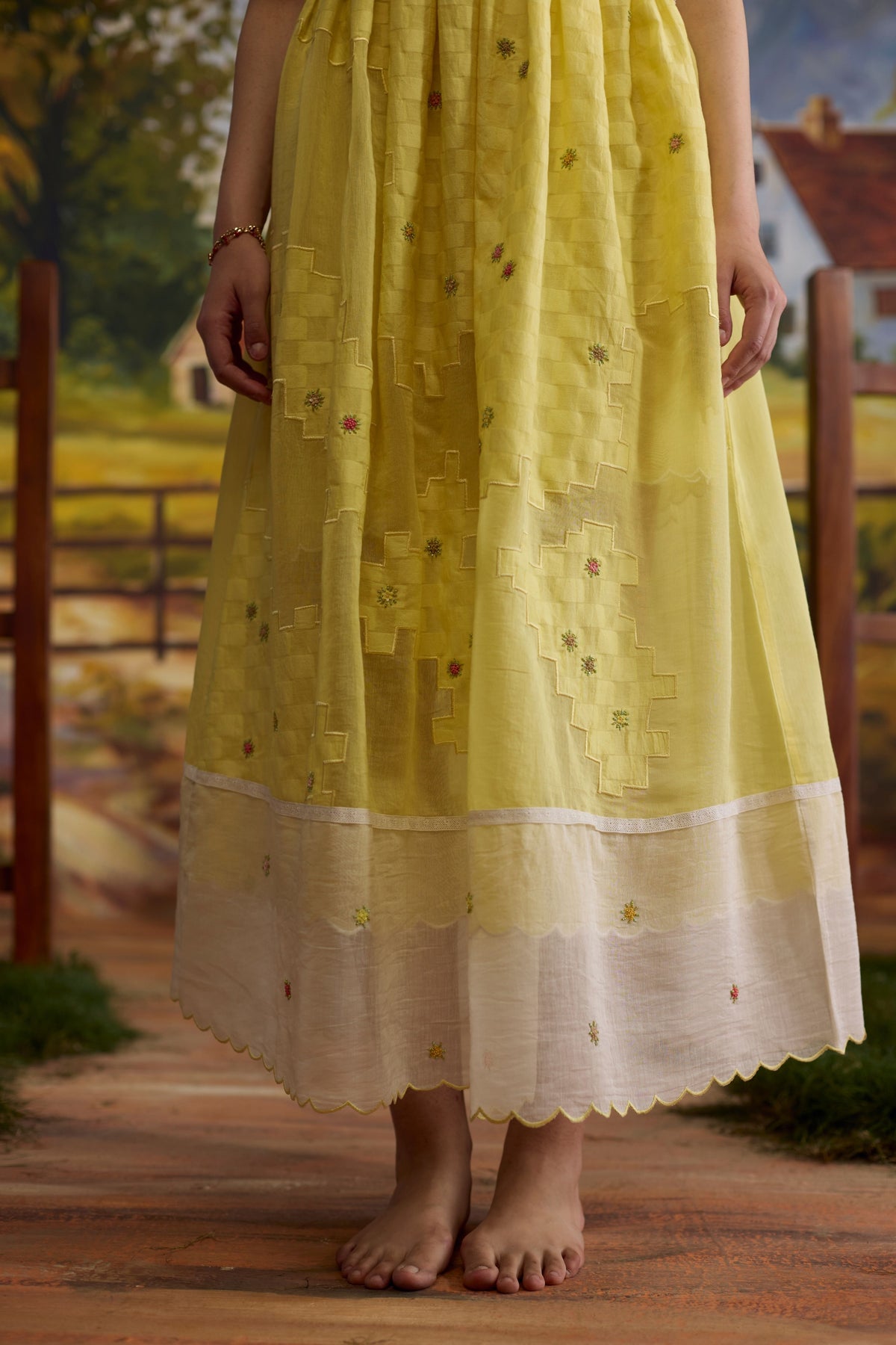Sunray Checkered Beaded Dress