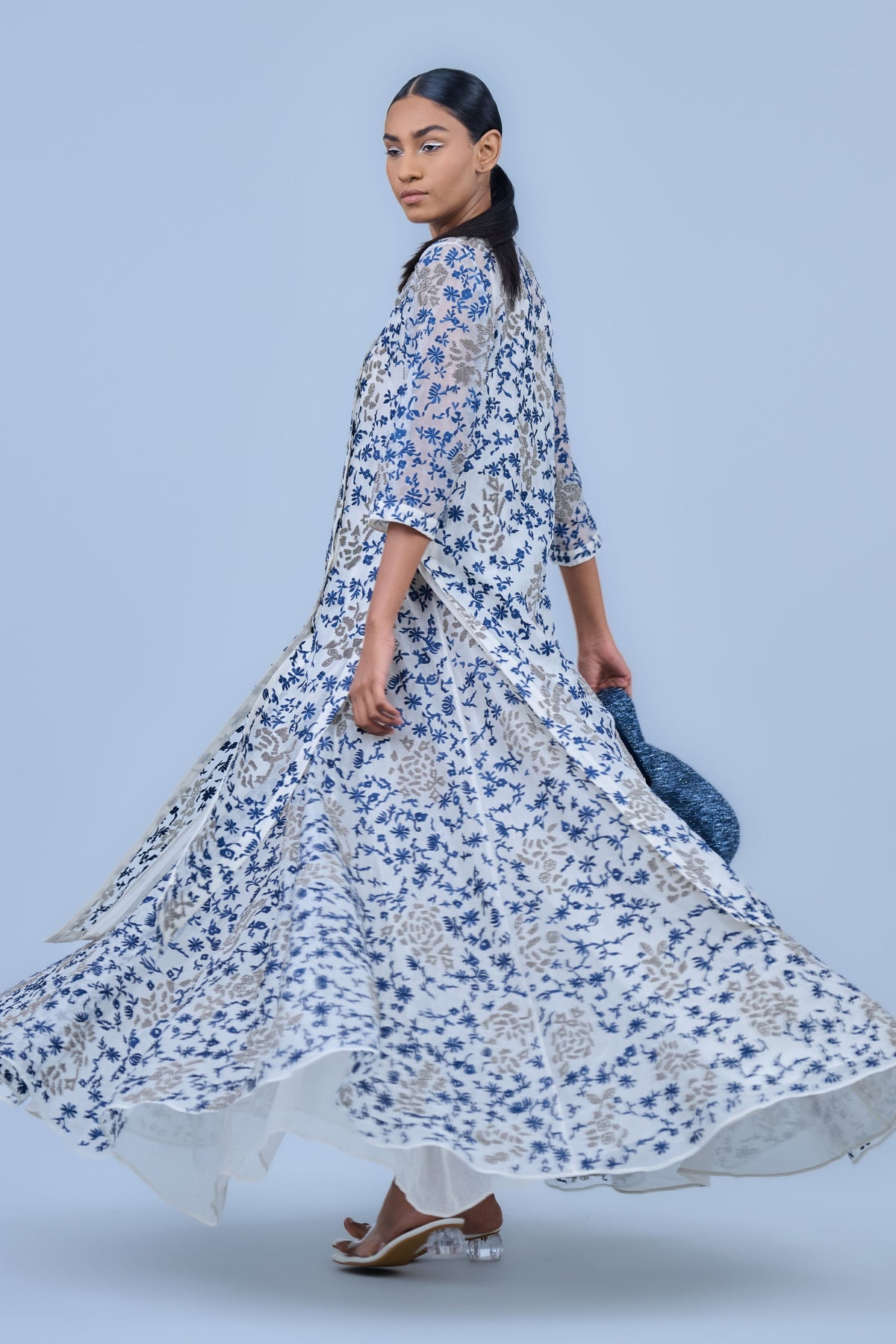 Silk Organza Kurta in Ecru
