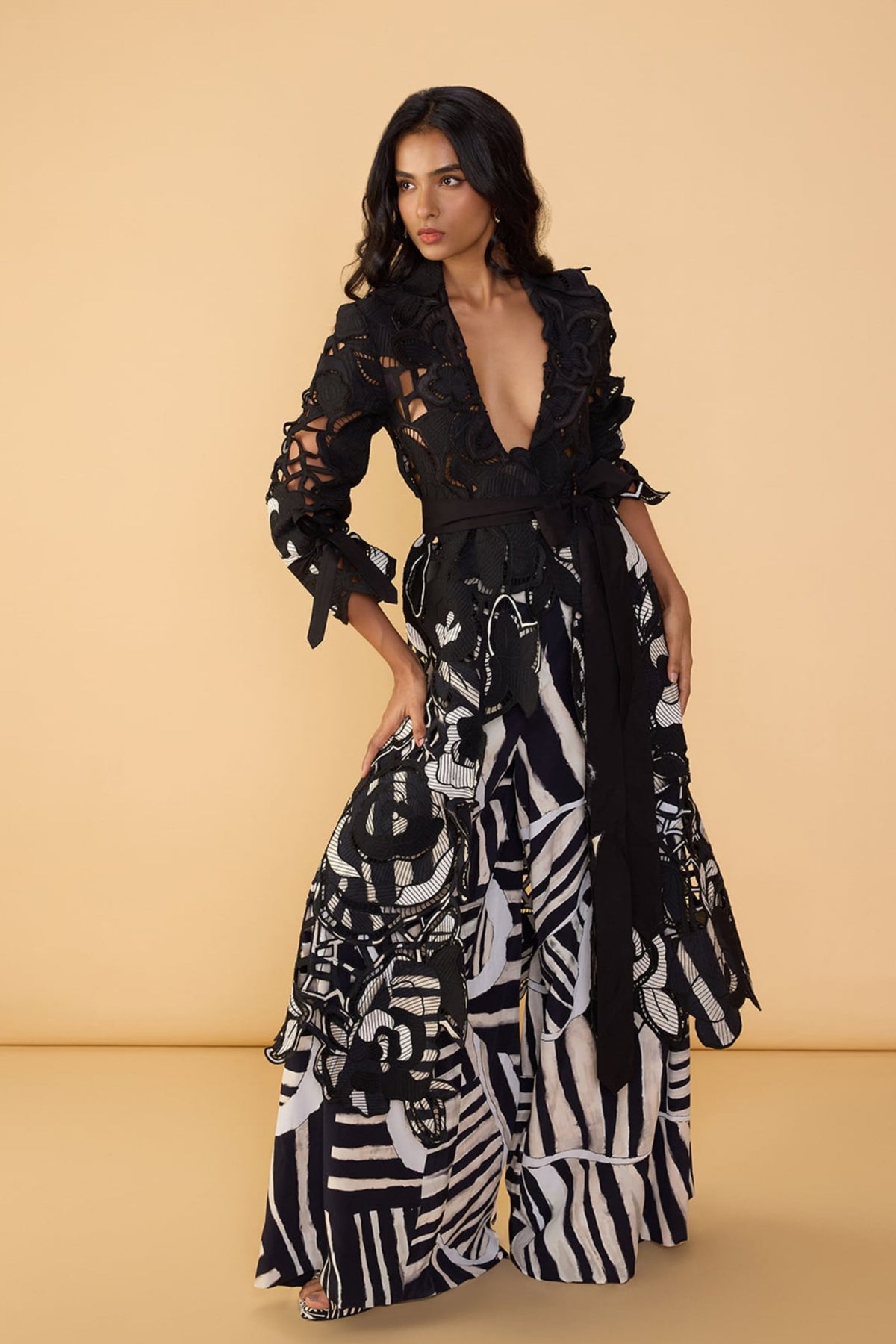 Black White Stripe Saylor Palazzo