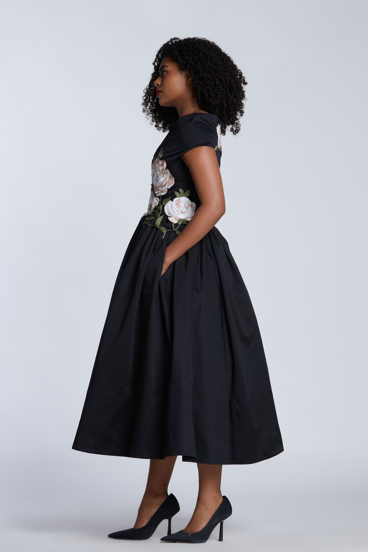 Shoulder Drape Corseted Midi
