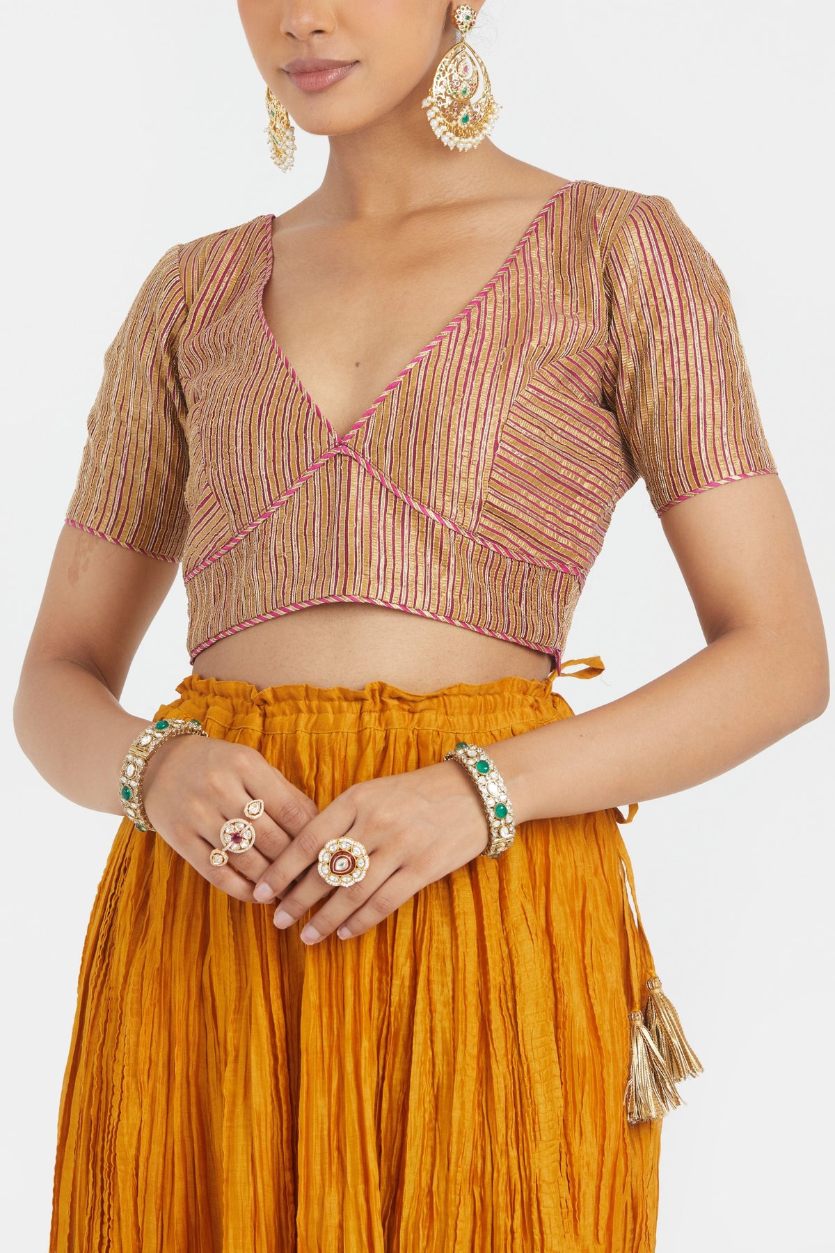 Yellow Chanderi Lehenga Set