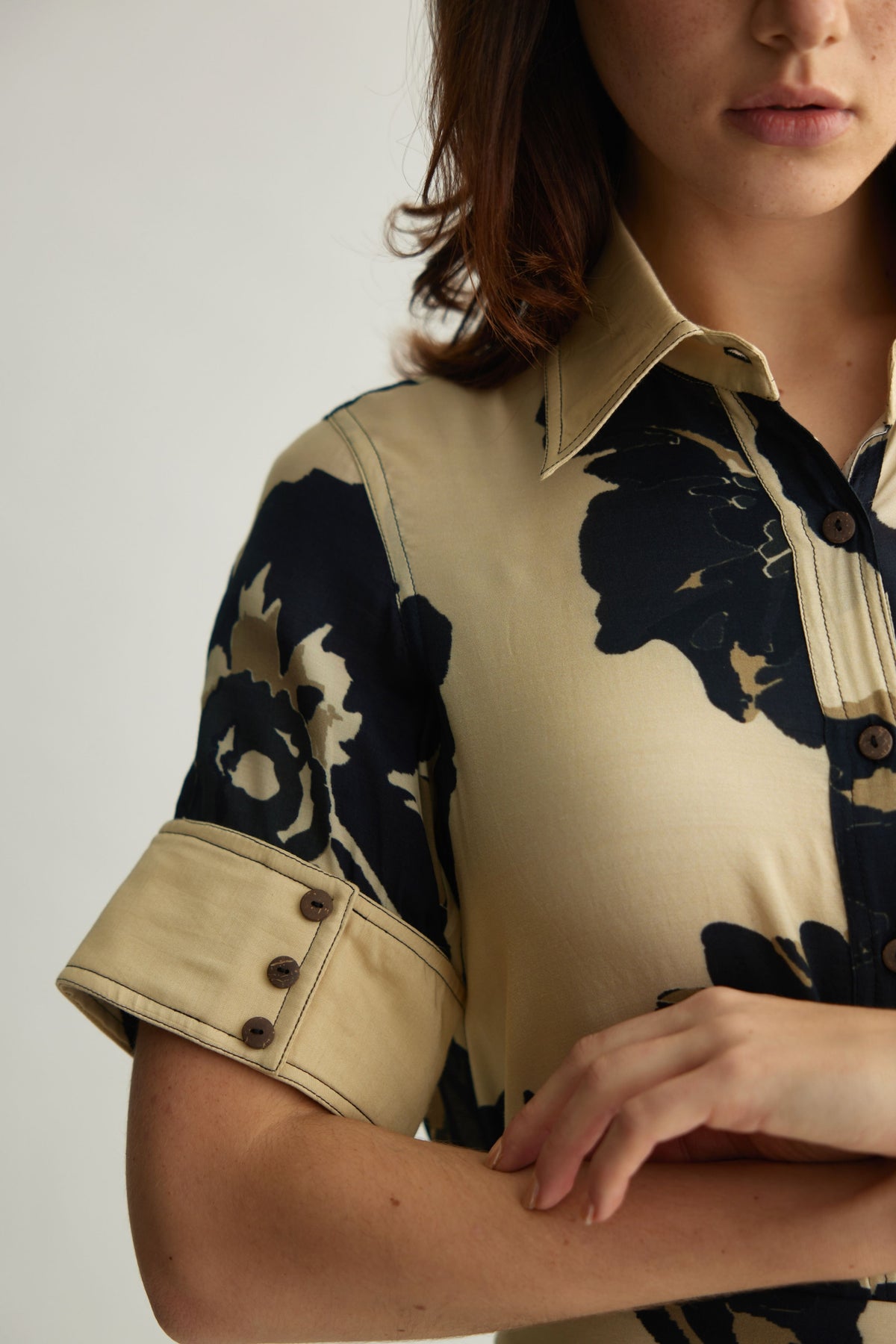 White Floral Shirt Dress