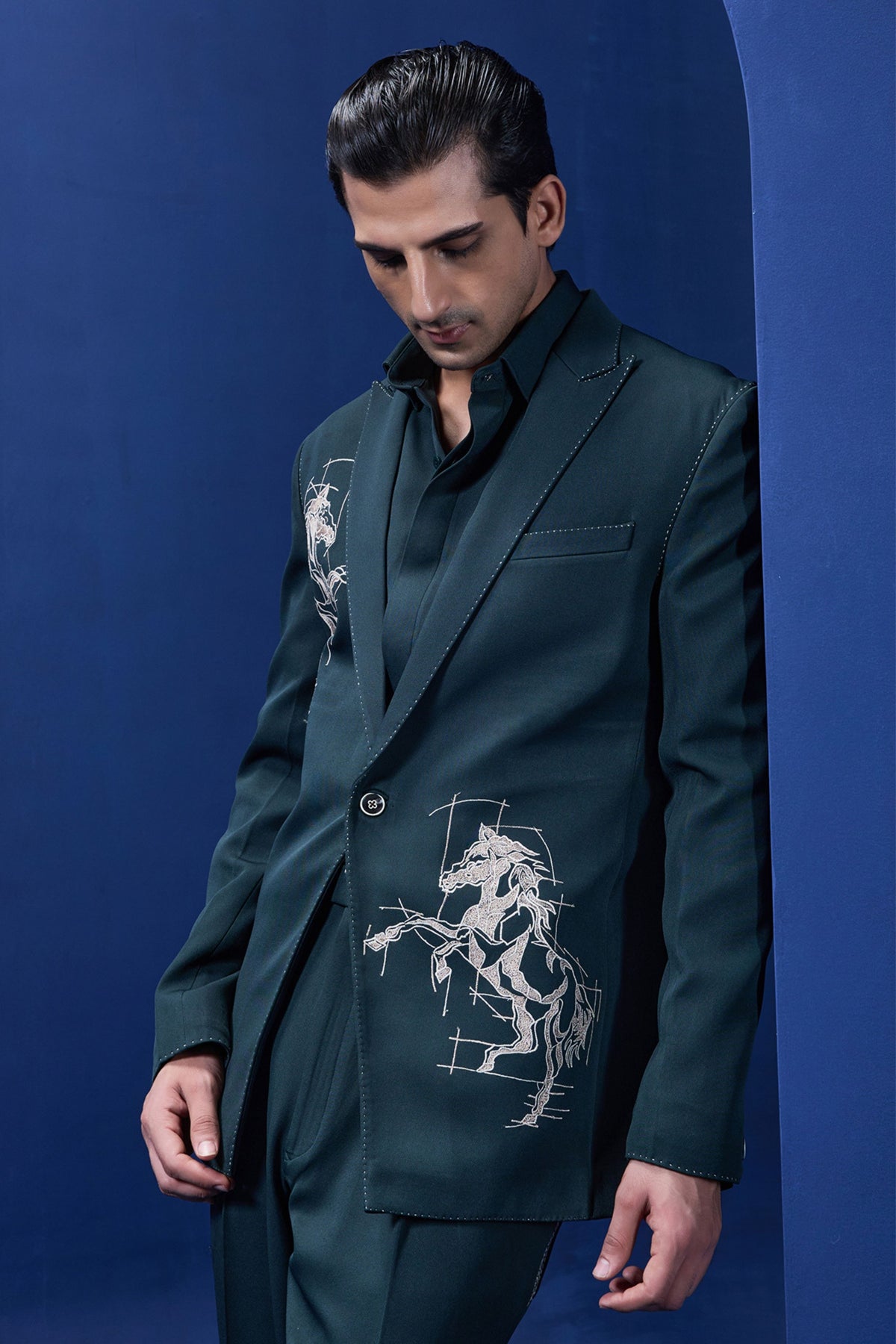 Embroidered Horse Blazer Blazer Set