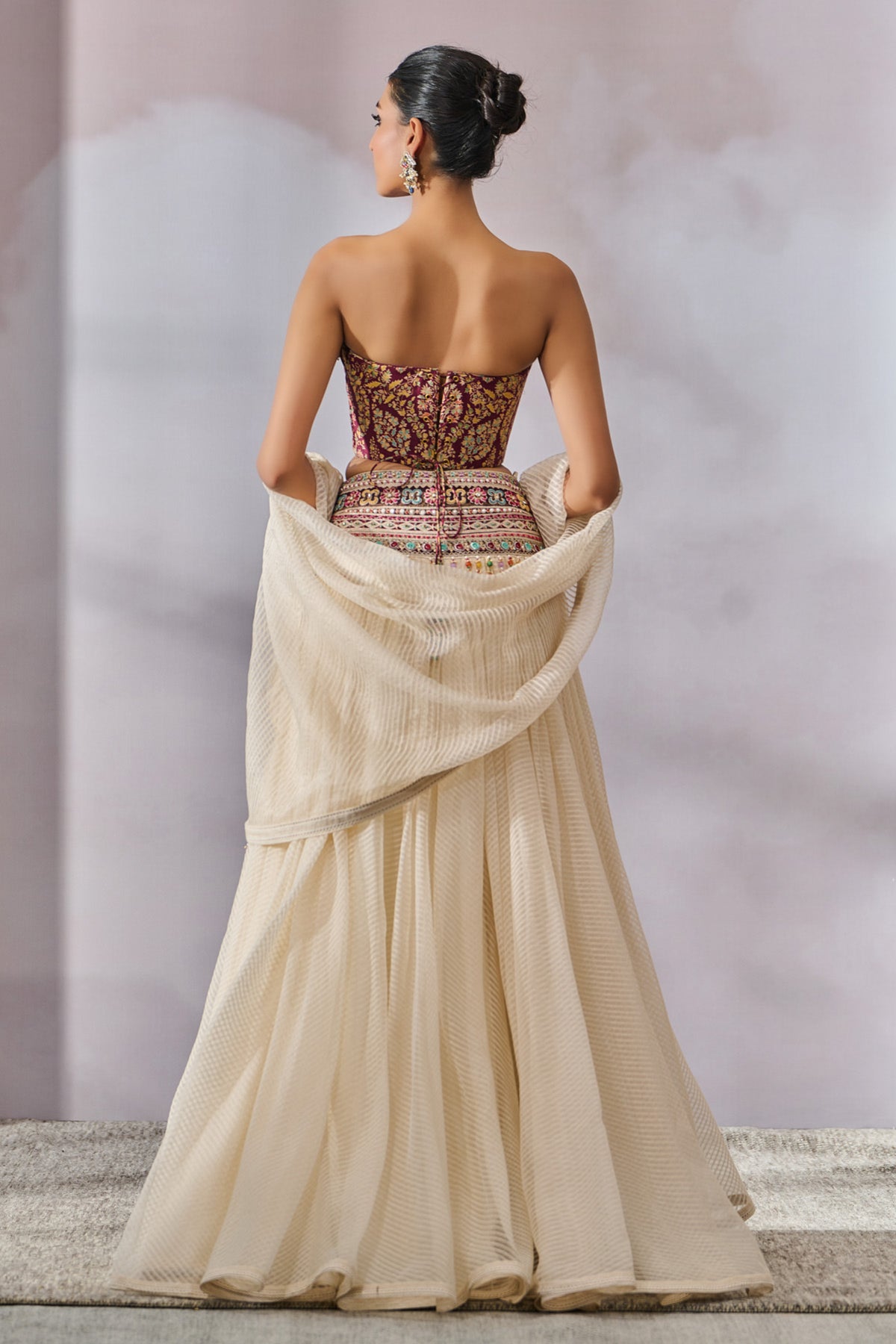 Handwoven Lehenga With Scarf And Bustier