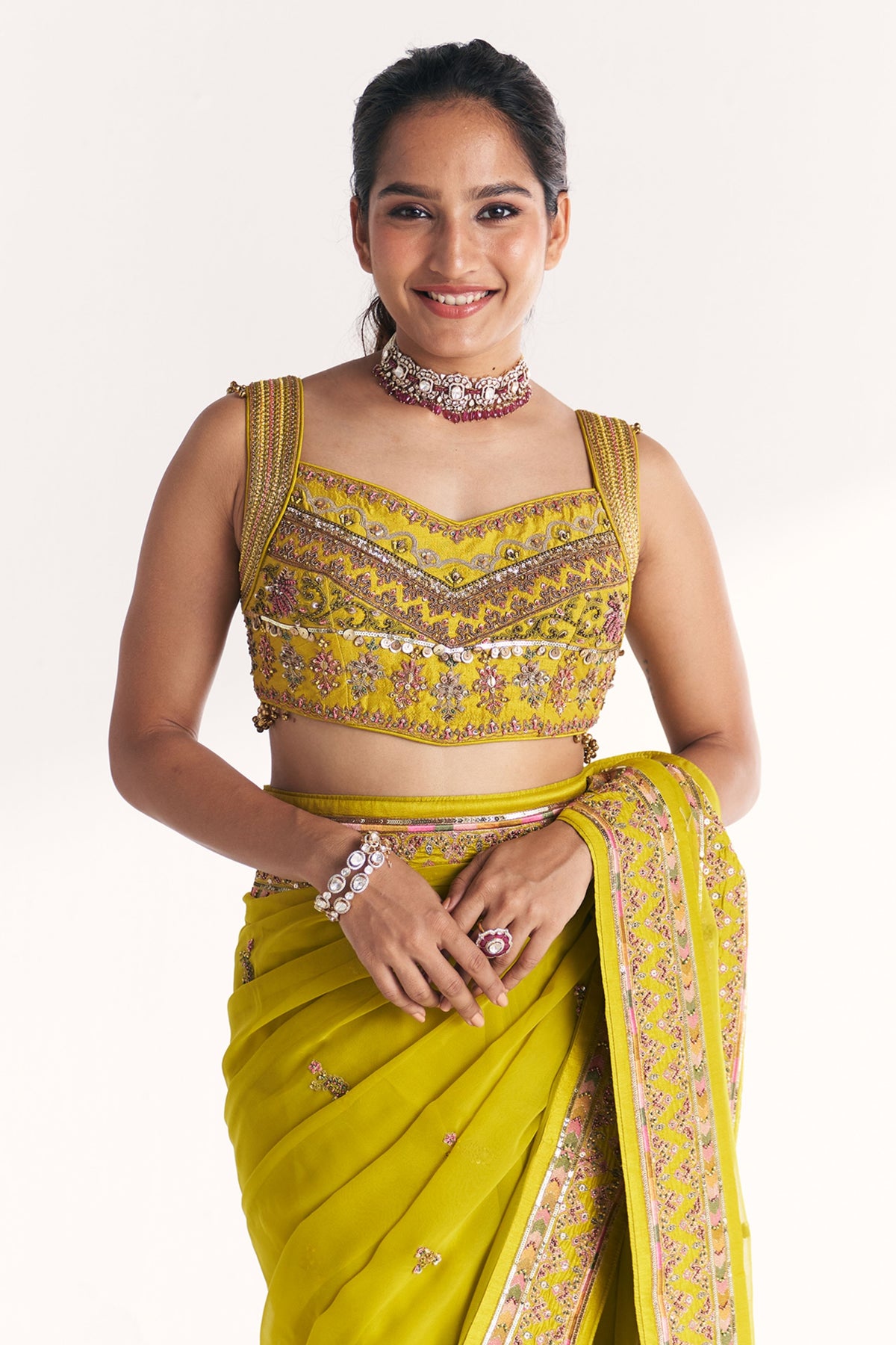 Rangeela Lime Green Saree