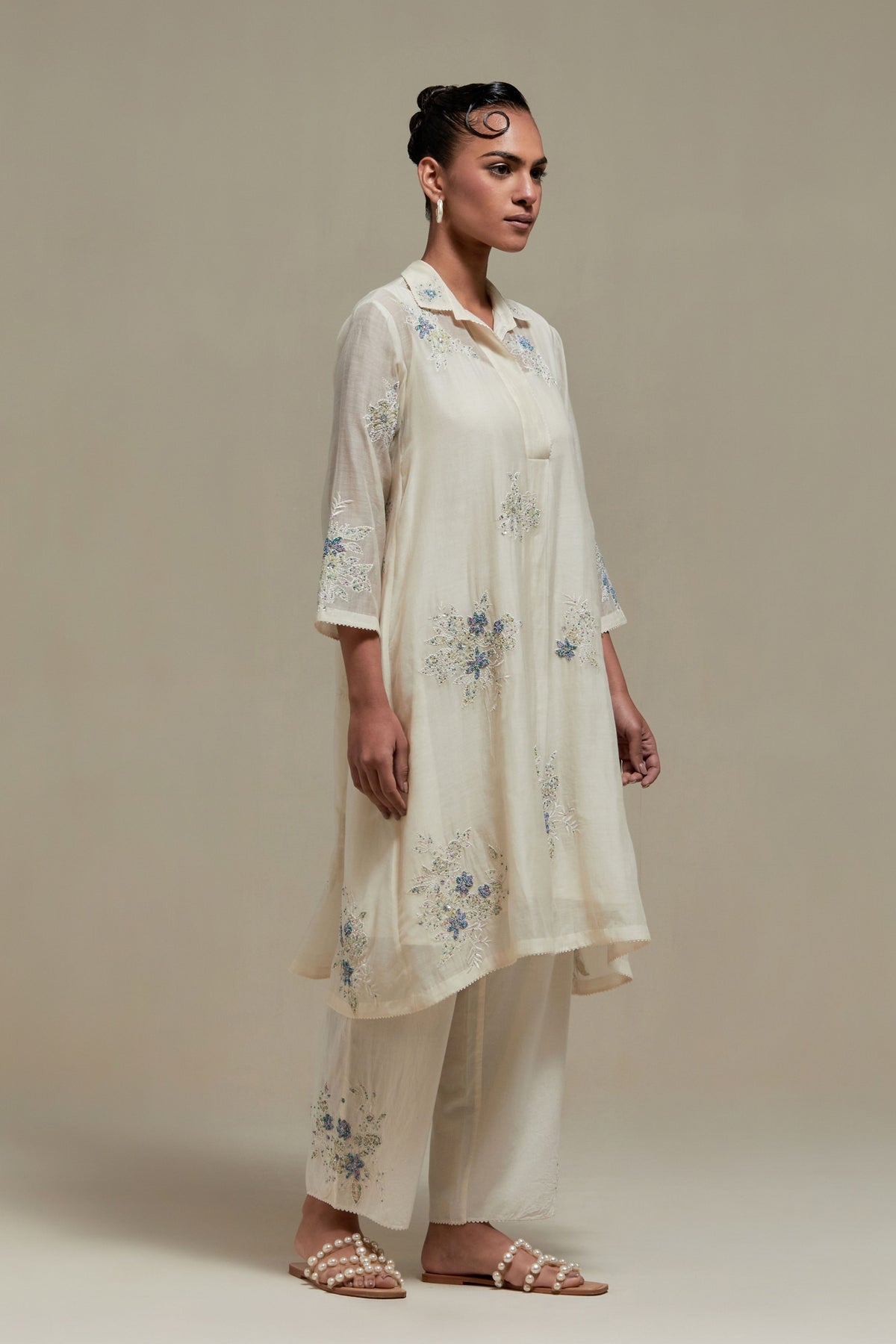 Blue Chanderi Kurta And Pants