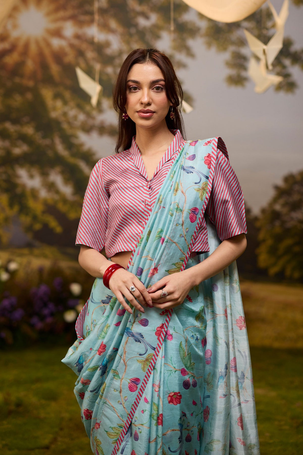 Fig n Fable Blue Saree