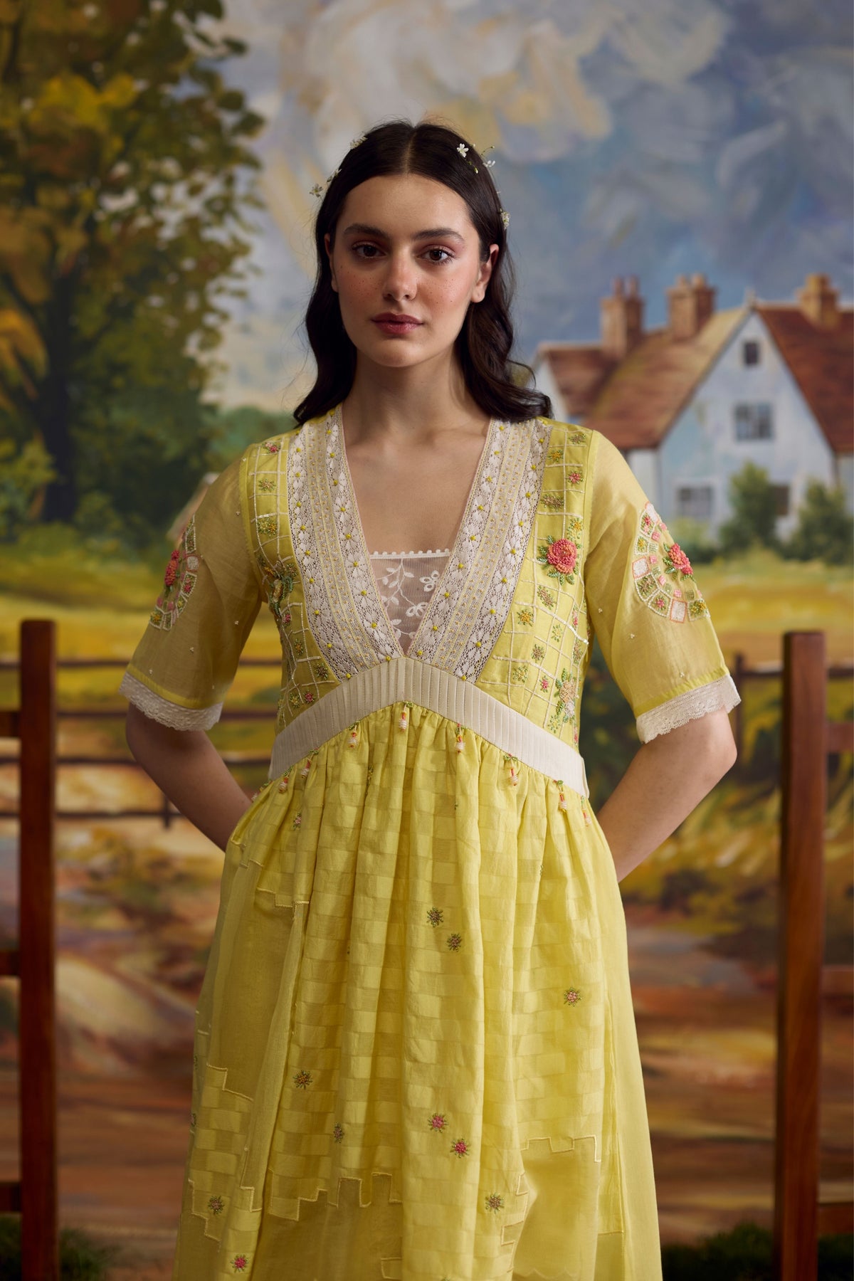 Sunray Checkered Beaded Dress