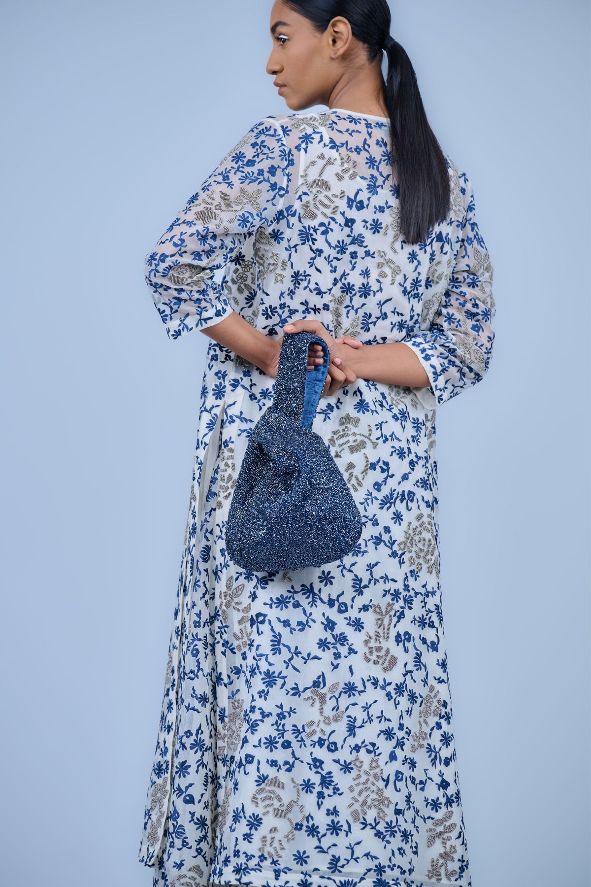 Silk Organza Kurta in Ecru