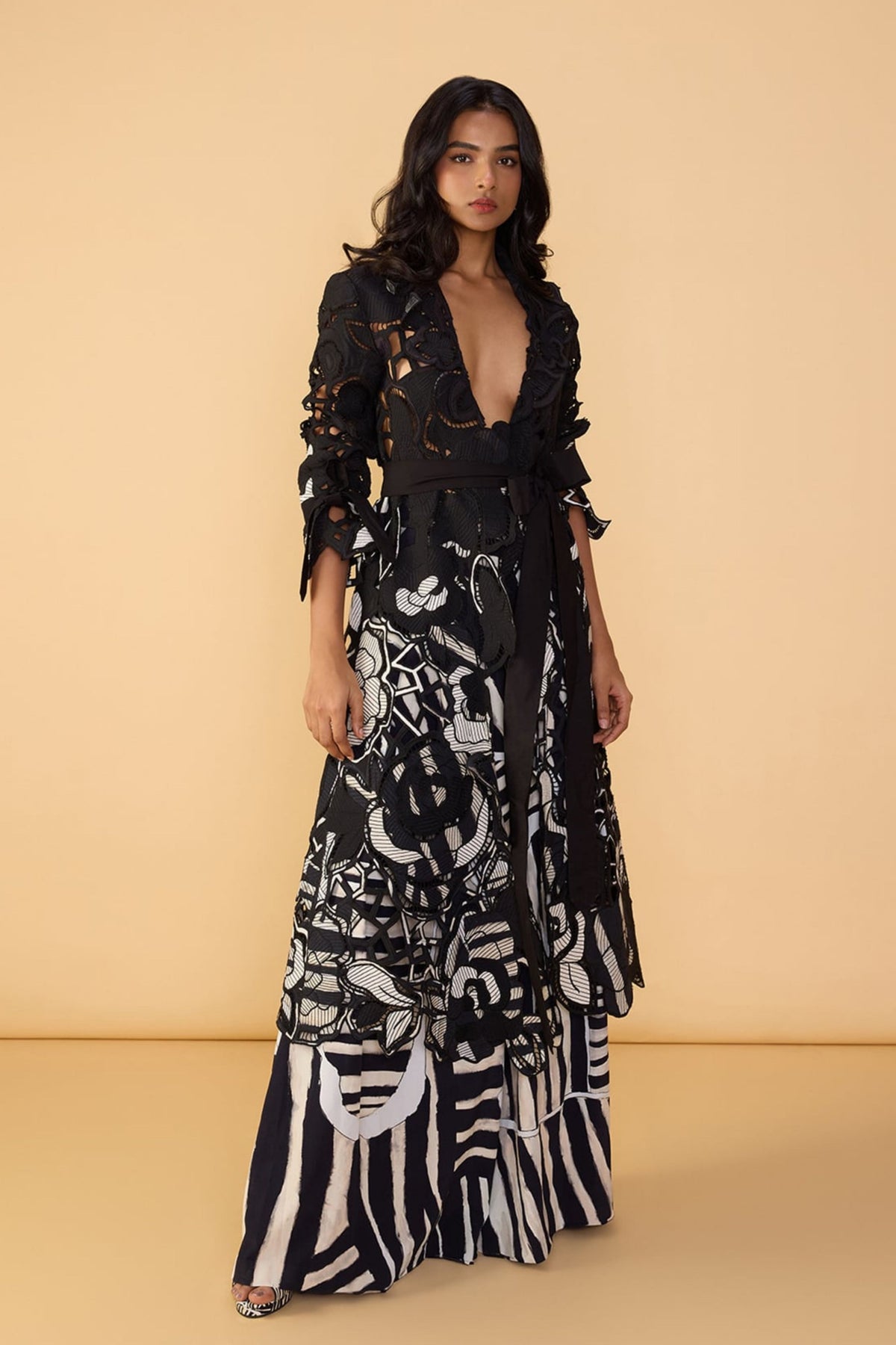 Black White Stripe Saylor Palazzo
