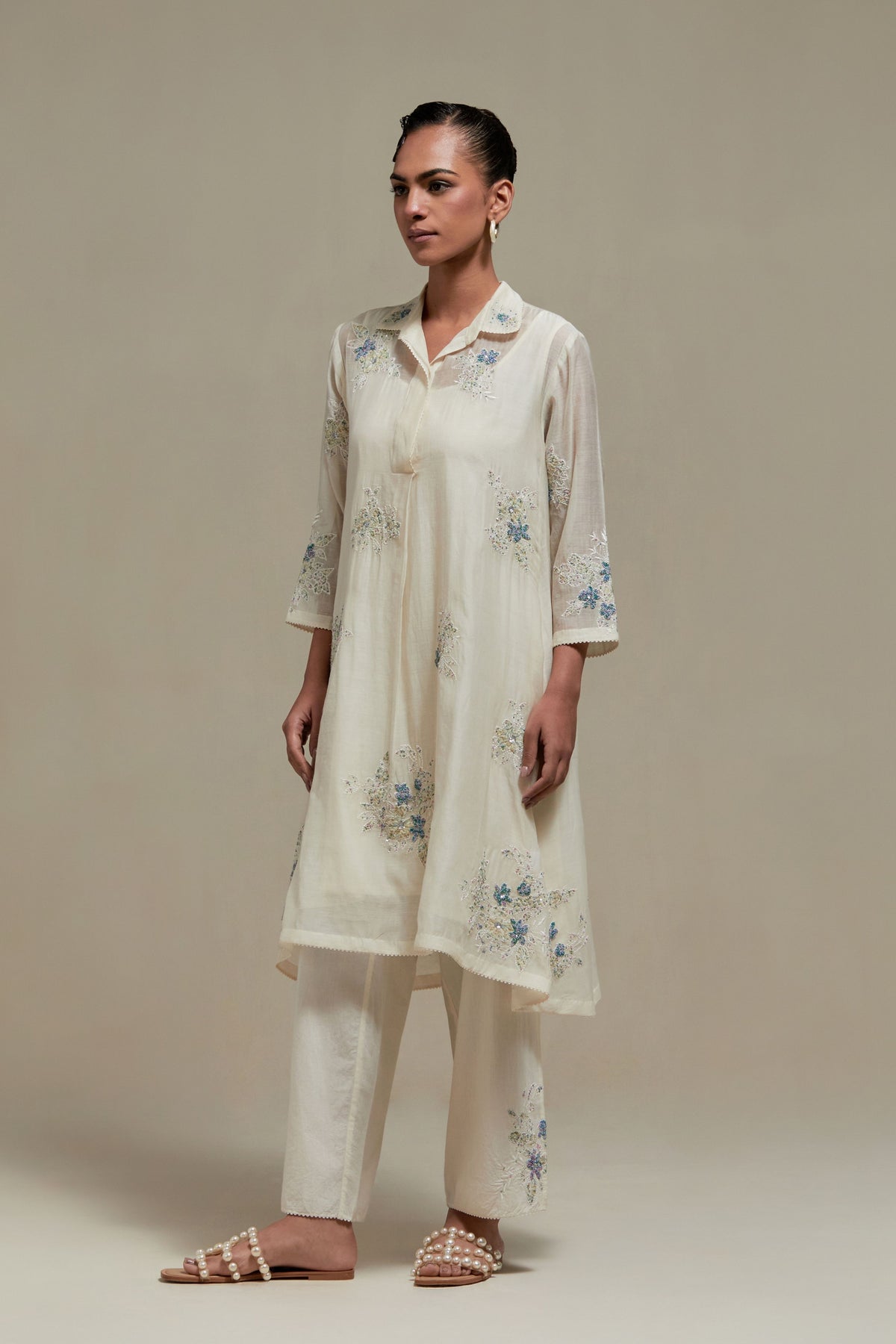 Blue Chanderi Kurta And Pants