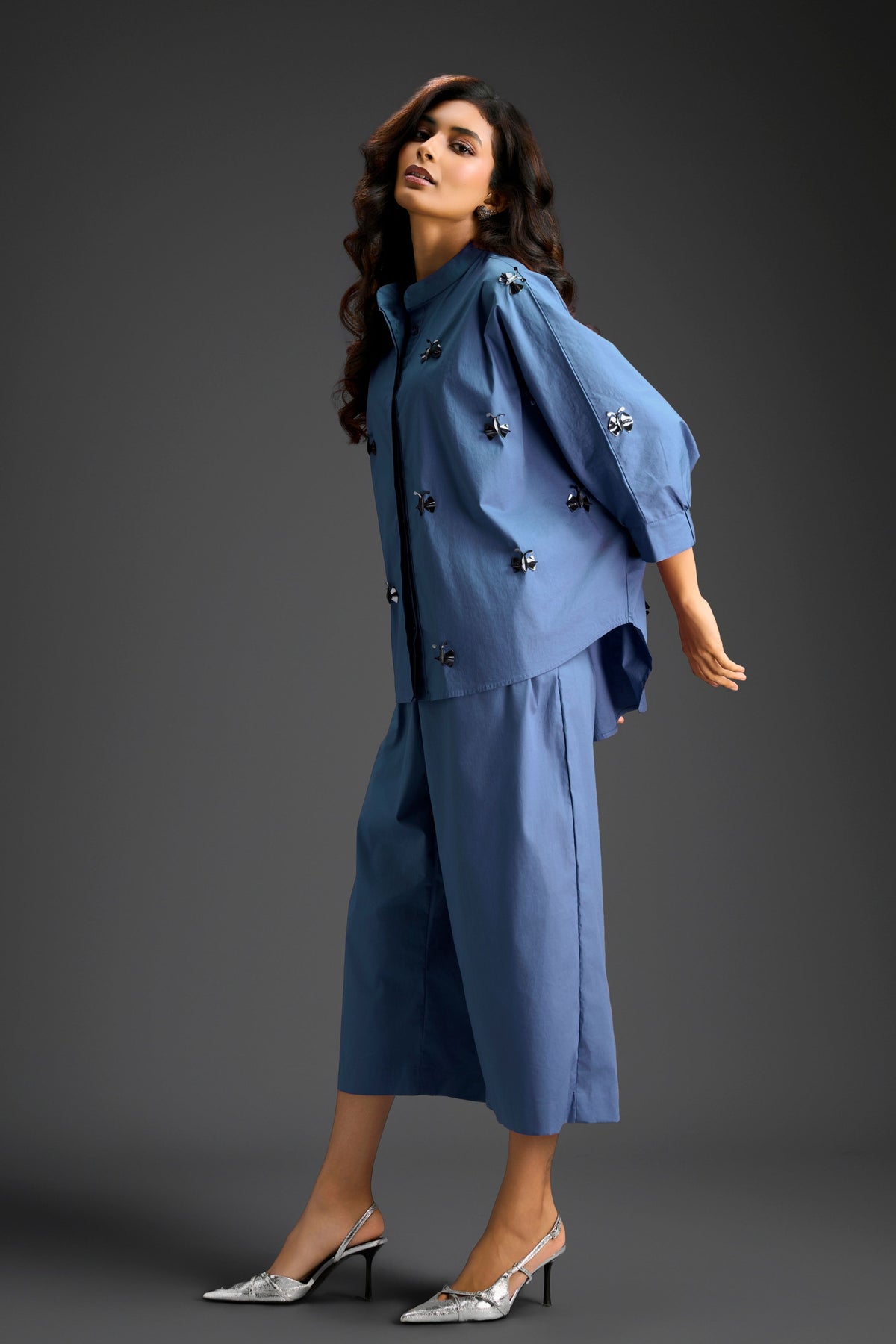 Blue Embellished Butterfly Co-ord Set