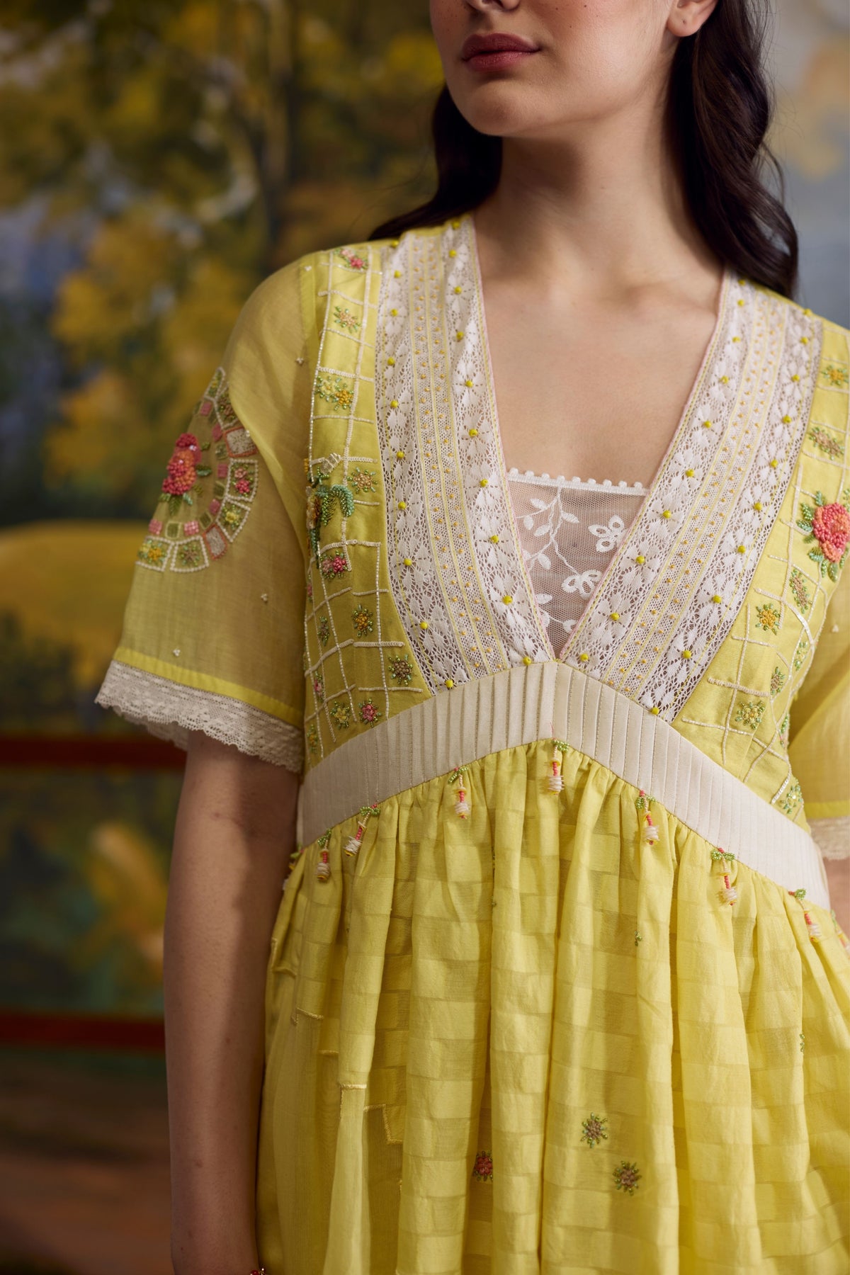 Sunray Checkered Beaded Dress
