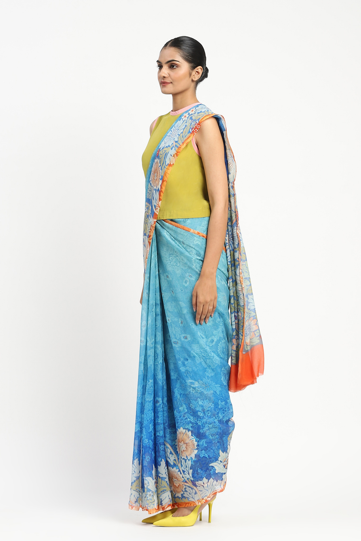 Seafoam Printed Saree