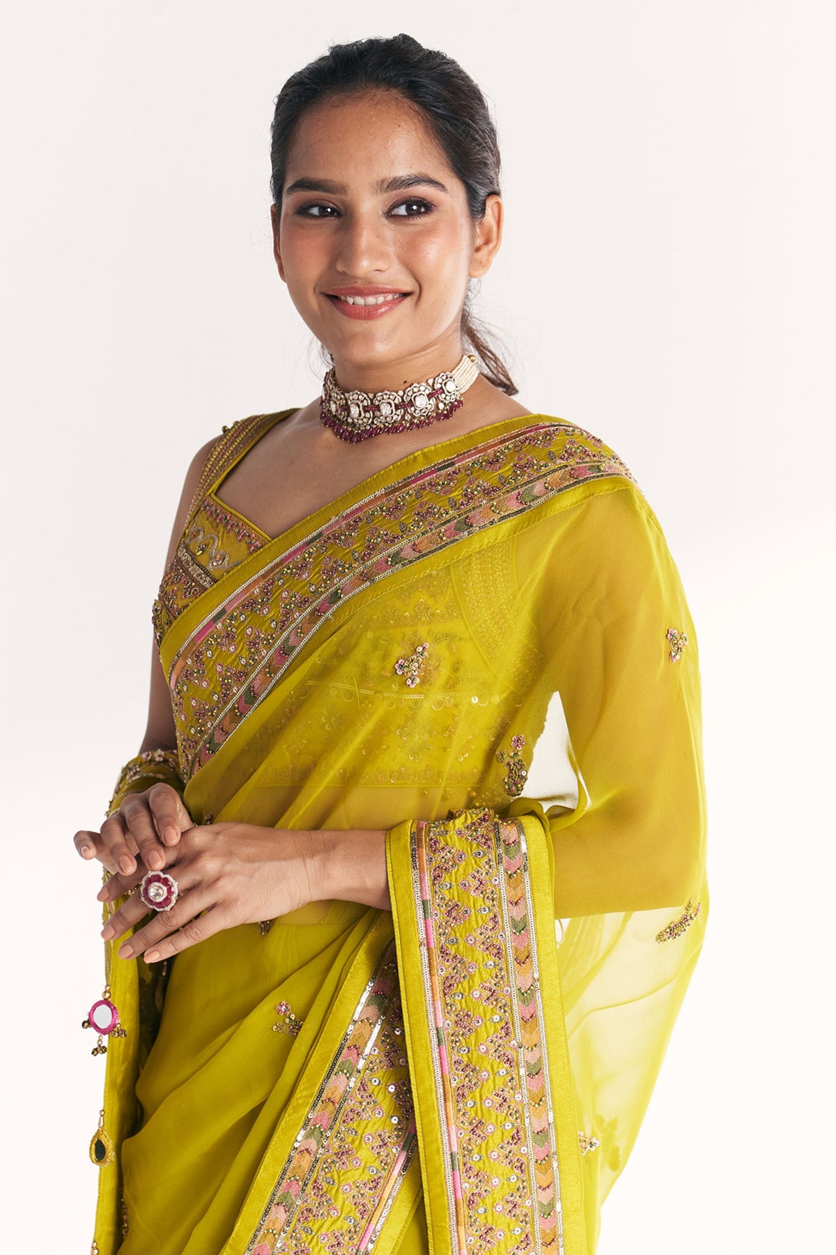 Rangeela Lime Green Saree
