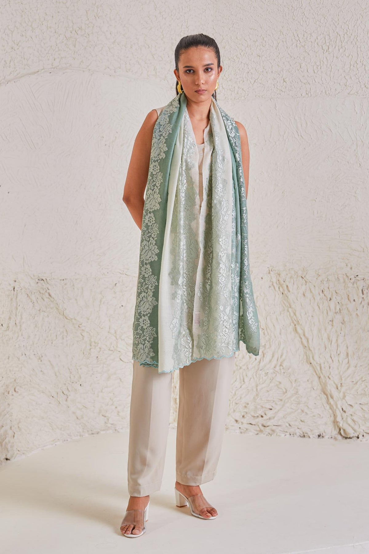 Celestial Chantilly Sea Green Stole