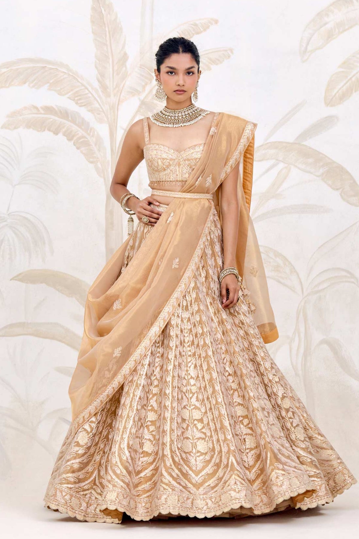 Gold Organza Lehenga Set