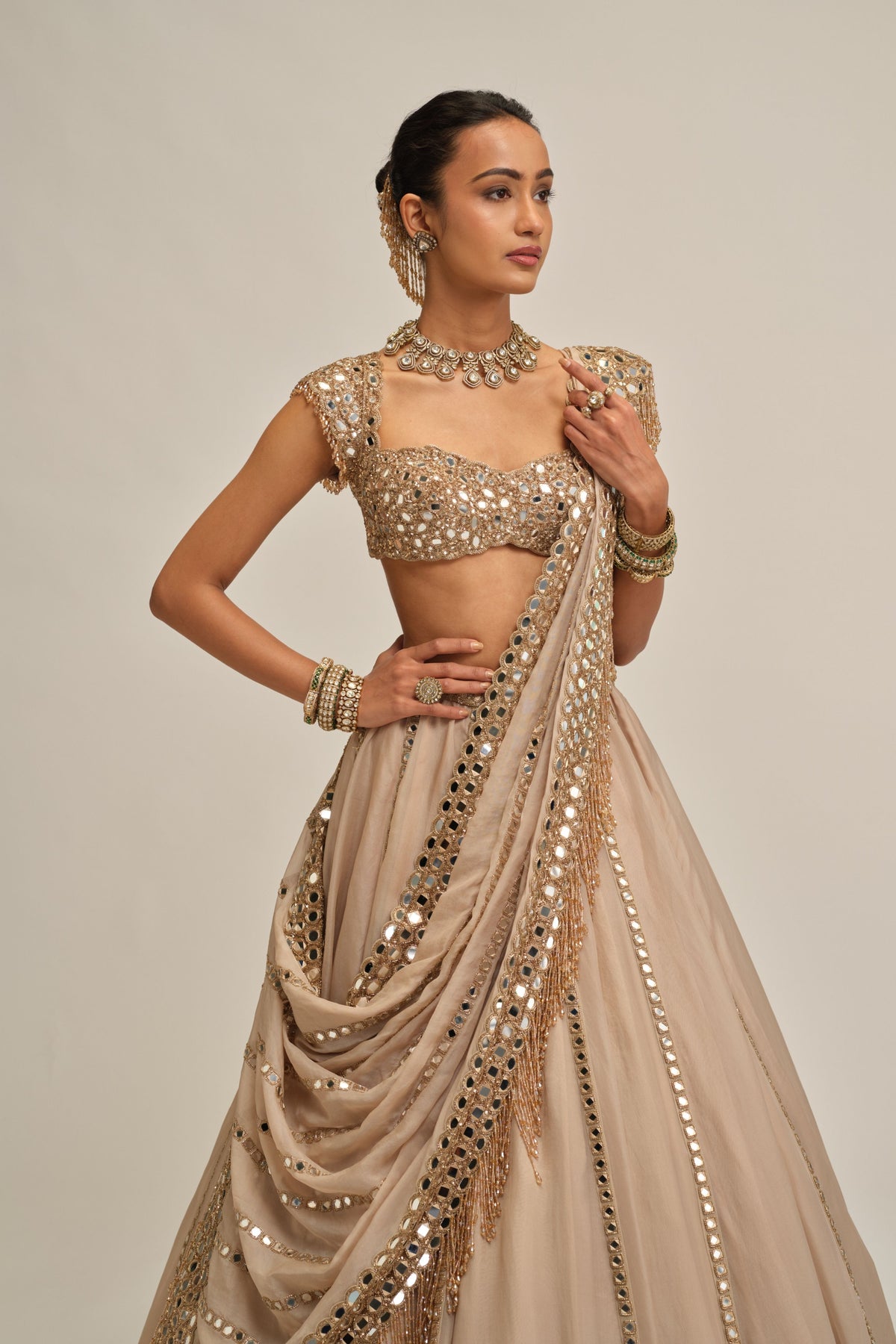Modern Mirror Work Lehenga Set
