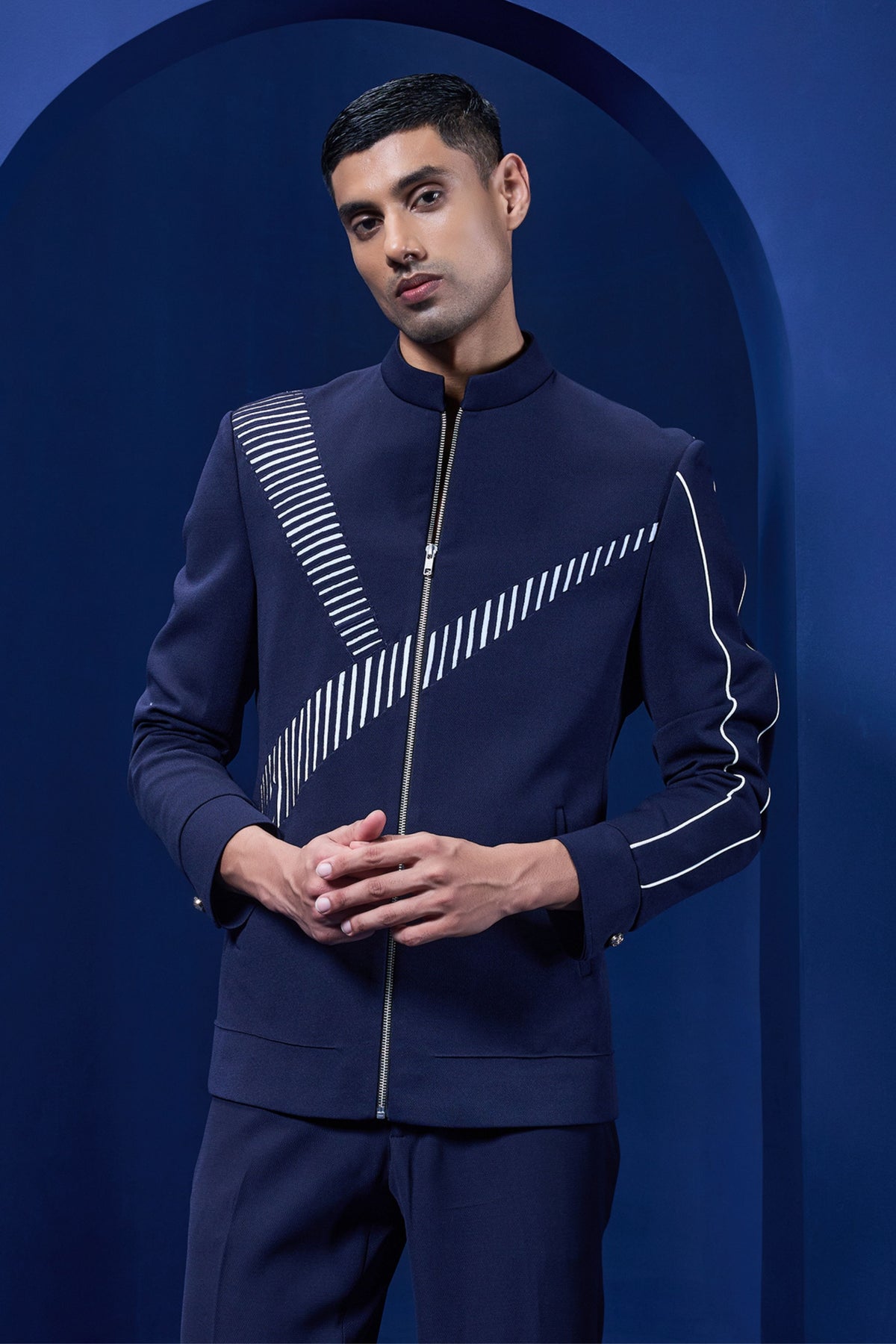 Appliqué Zip Detail Jacket Set