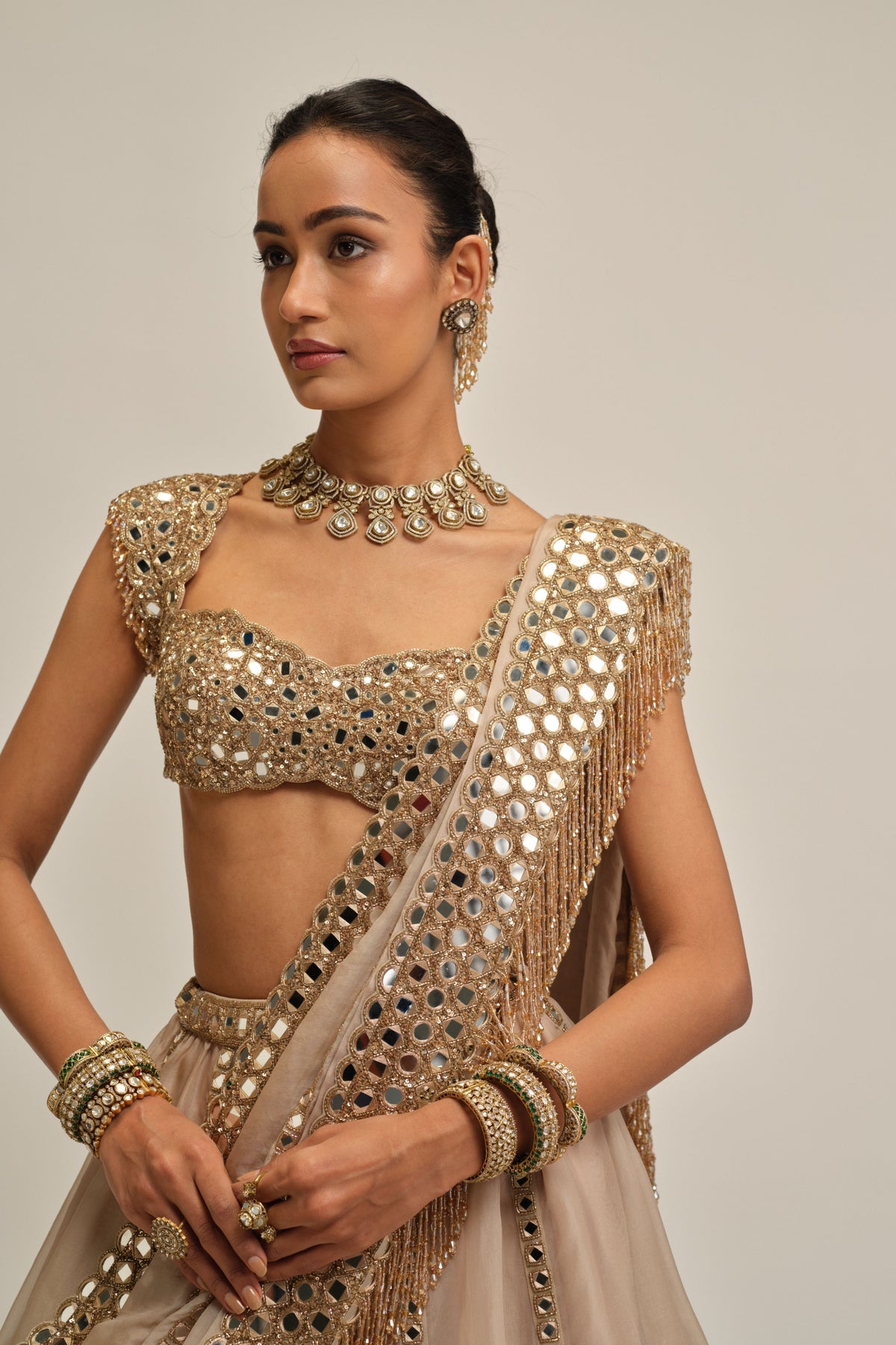 Modern Mirror Work Lehenga Set