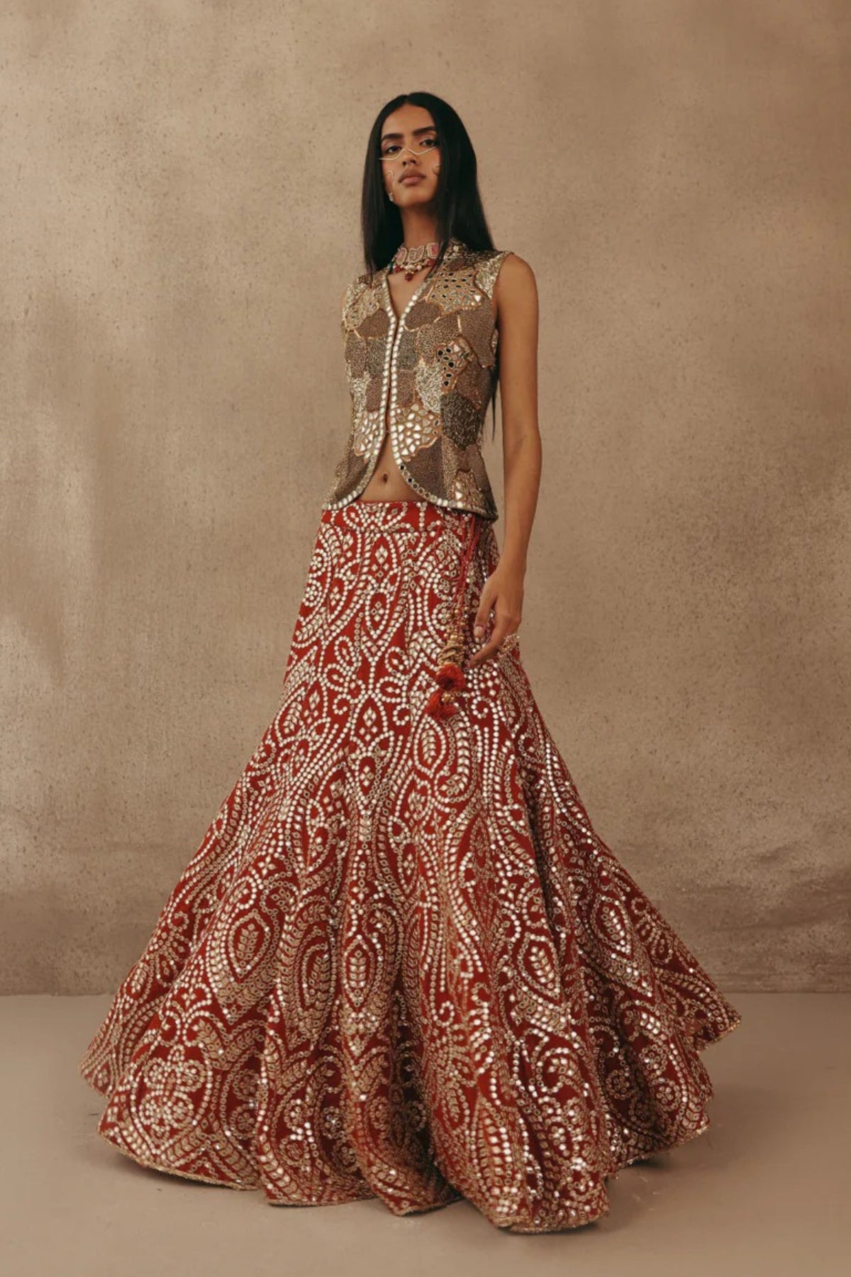 Rust Zari Lehenga Set