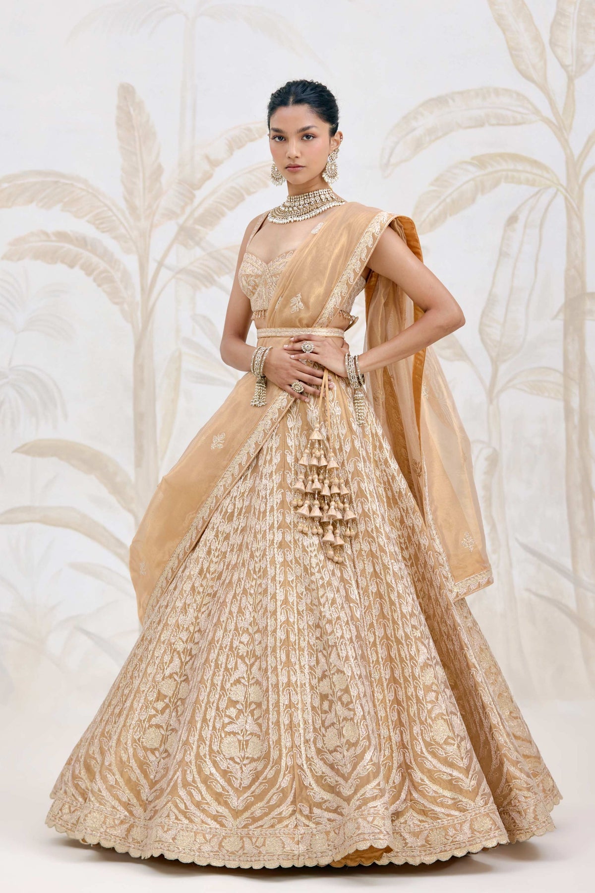 Gold Organza Lehenga Set