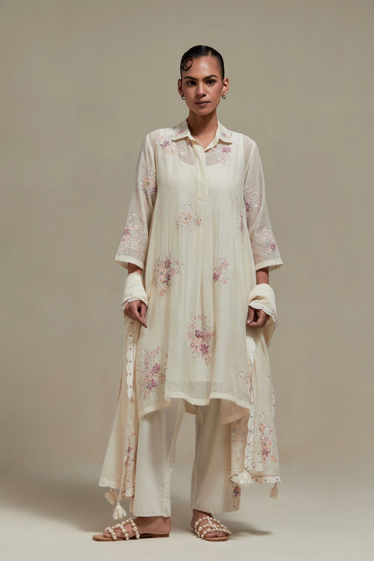 Pink Chanderi Kurta And Pants