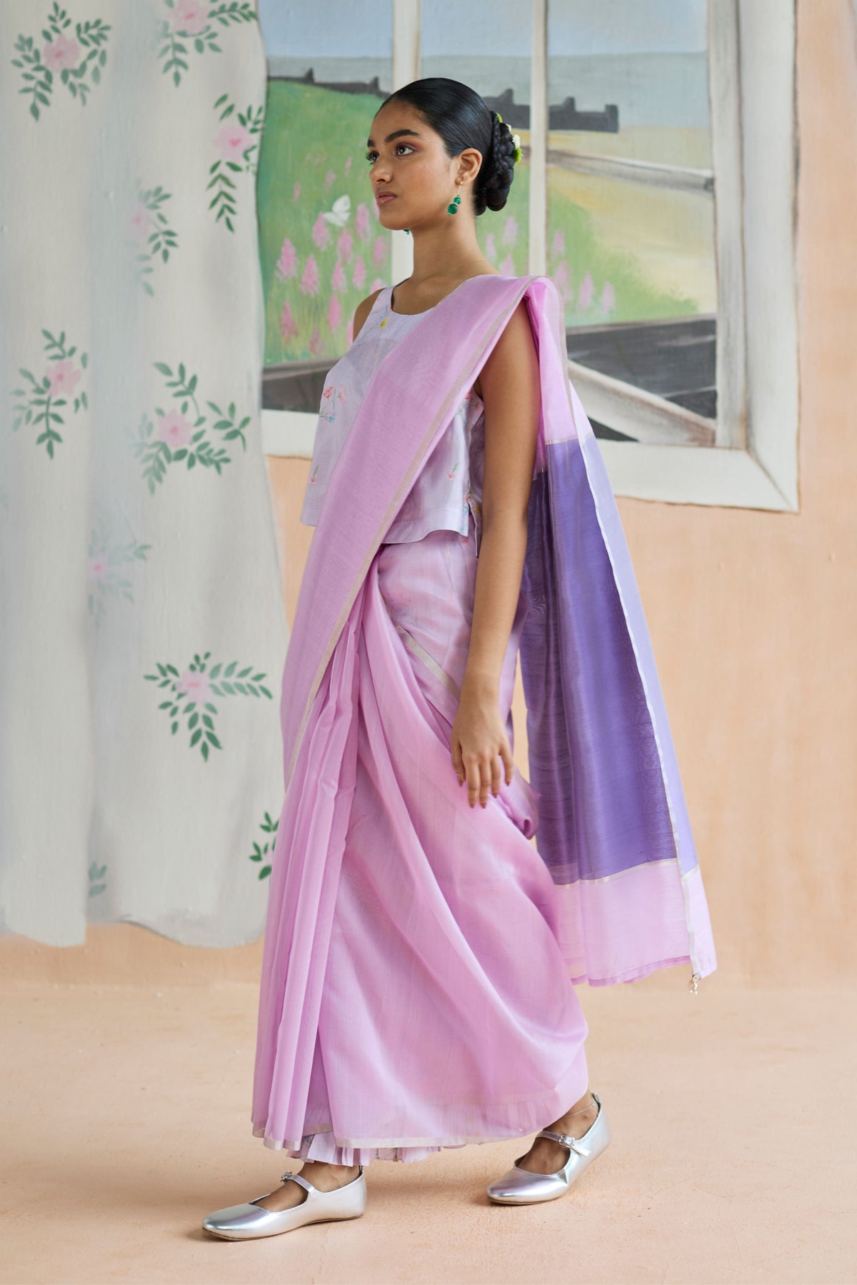 Orchid Mist Chanderi Sari