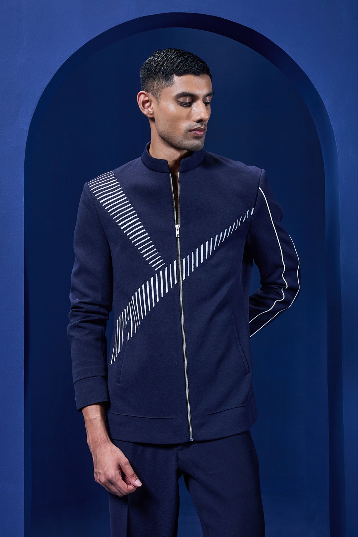 Appliqué Zip Detail Jacket Set