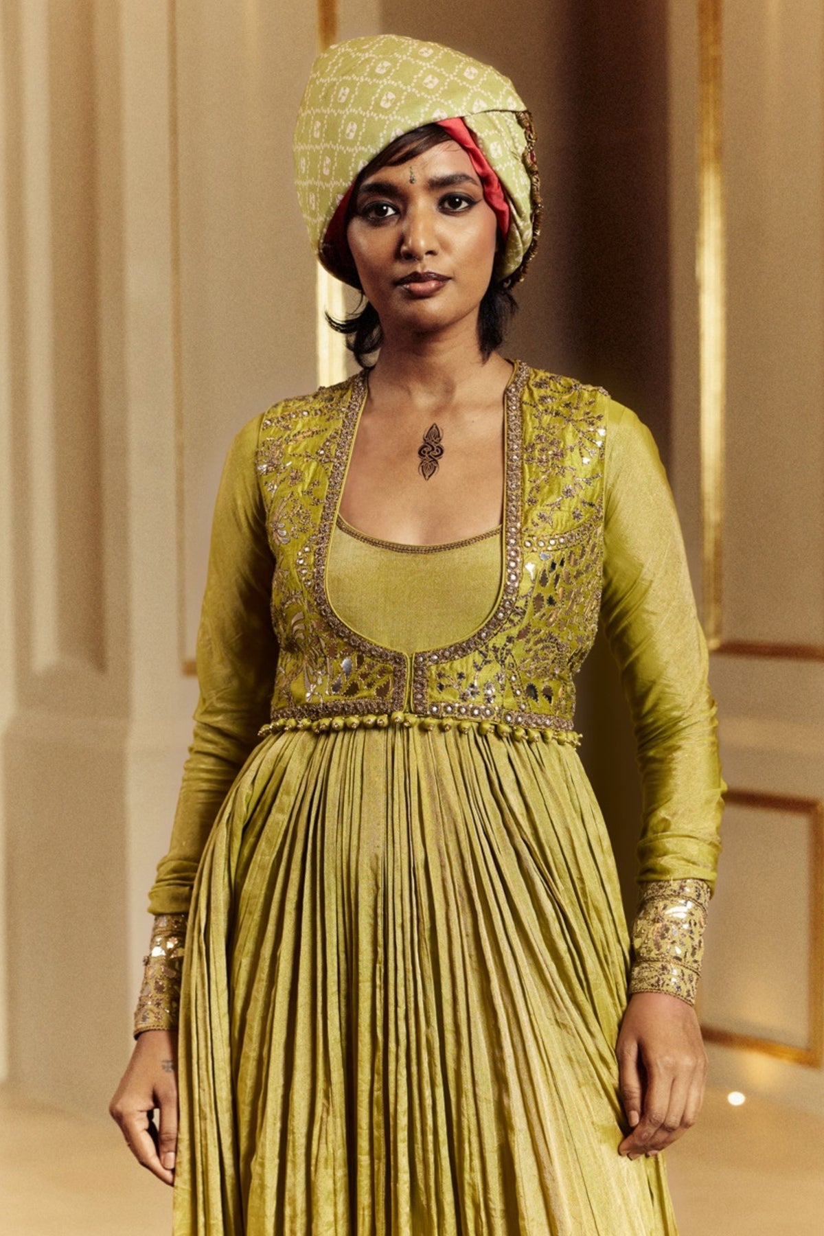 Dry Heena Green Anarkali Set