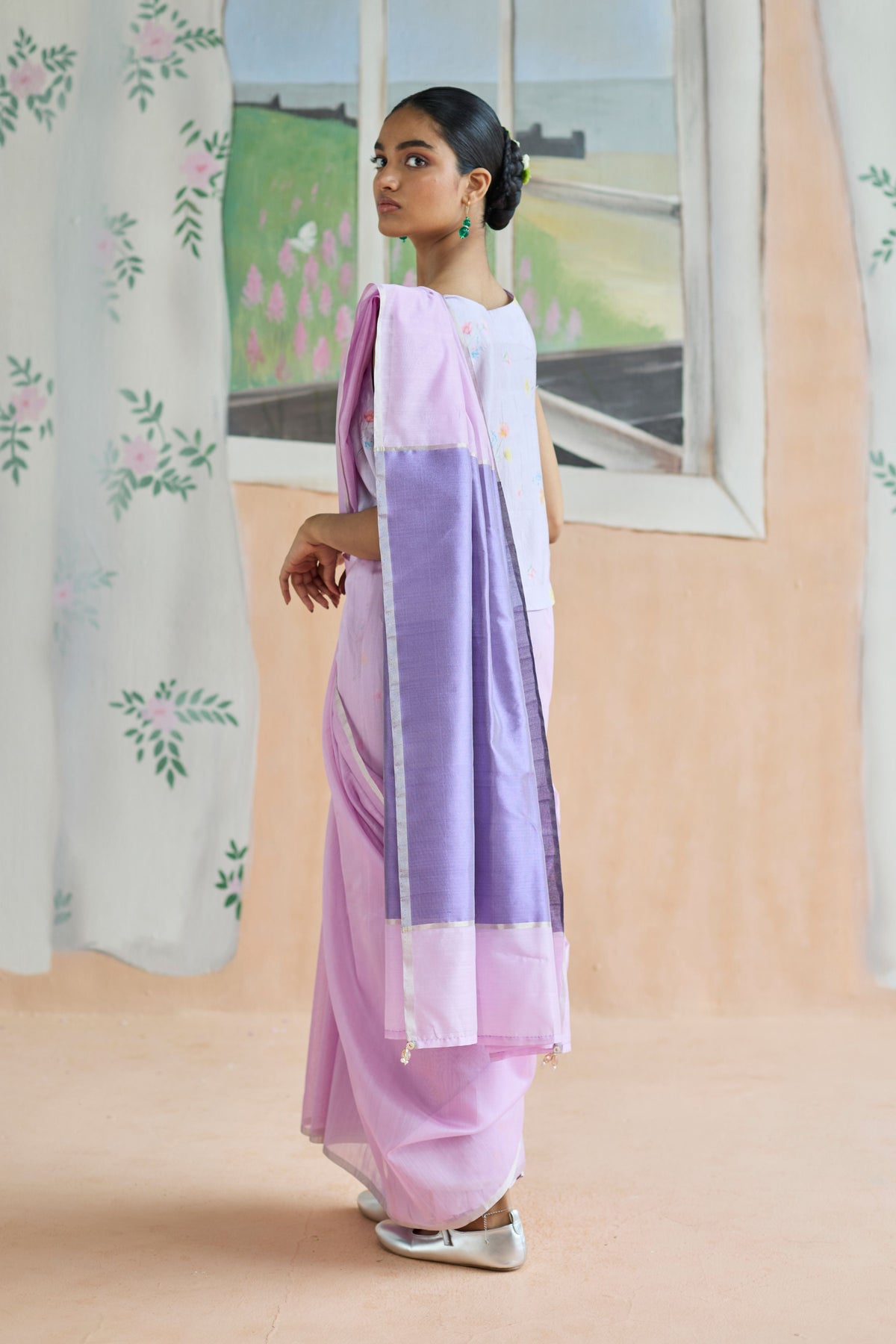 Orchid Mist Chanderi Sari