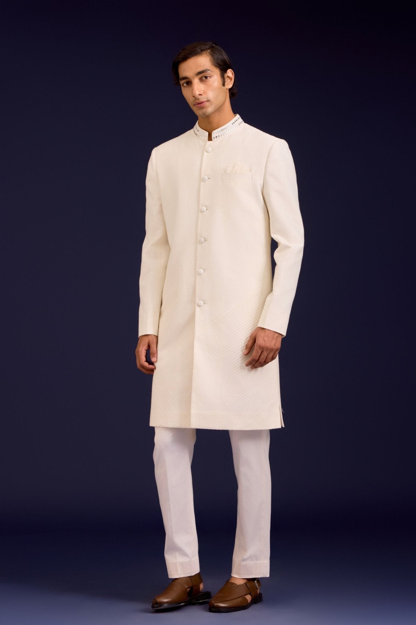 Ivory Sherwani Set - Devnaagri Menswear - Elahe