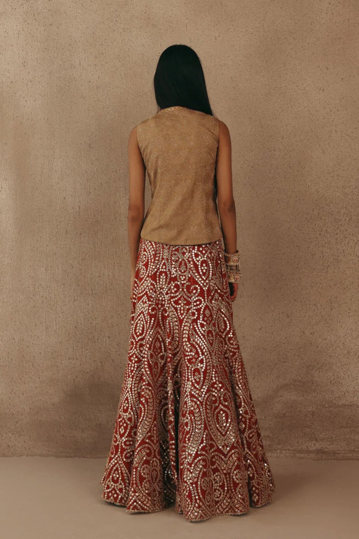 Rust Zari Lehenga Set
