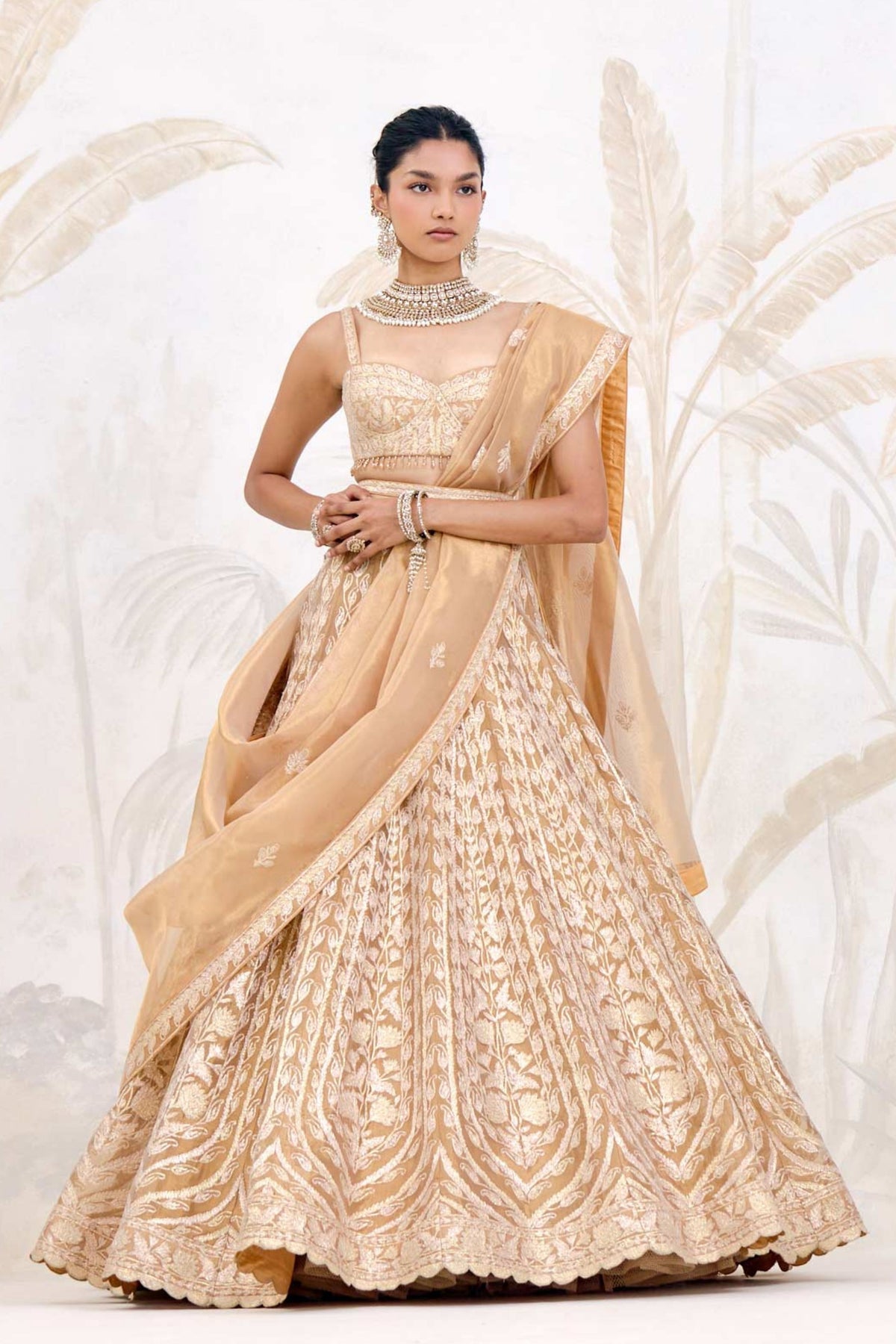 Gold Organza Lehenga Set