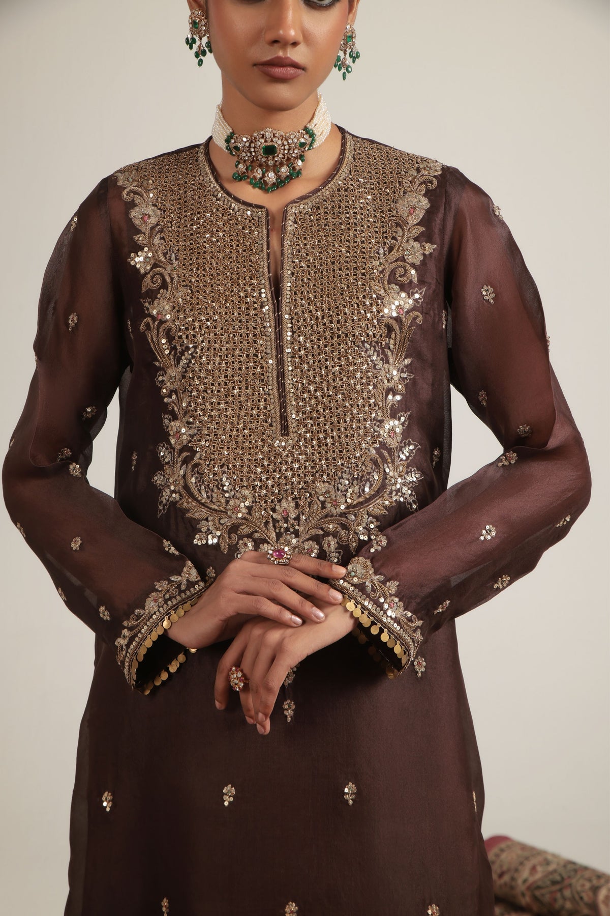 Brown Long Kurta Set