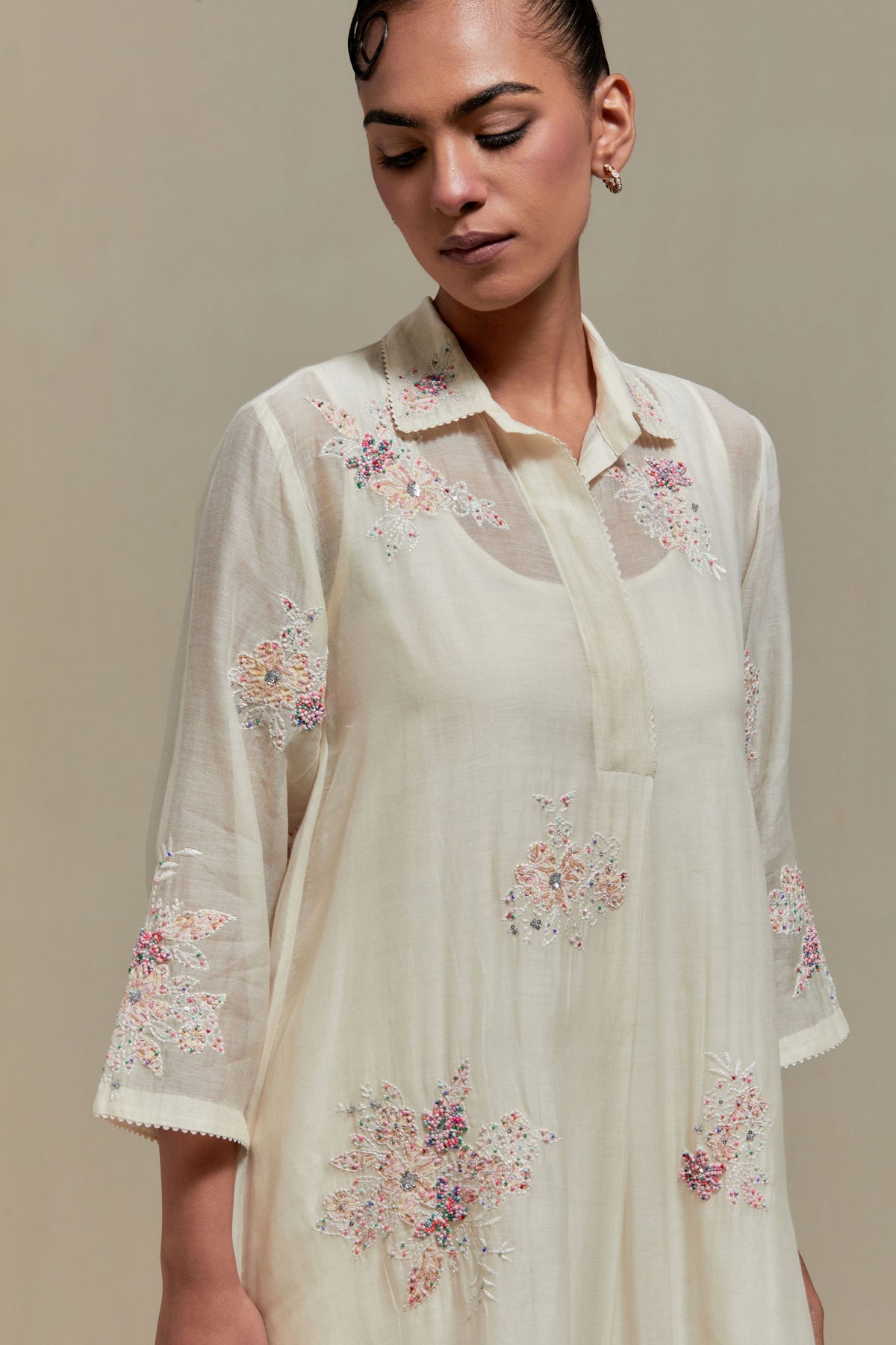 Pink Chanderi Kurta Set