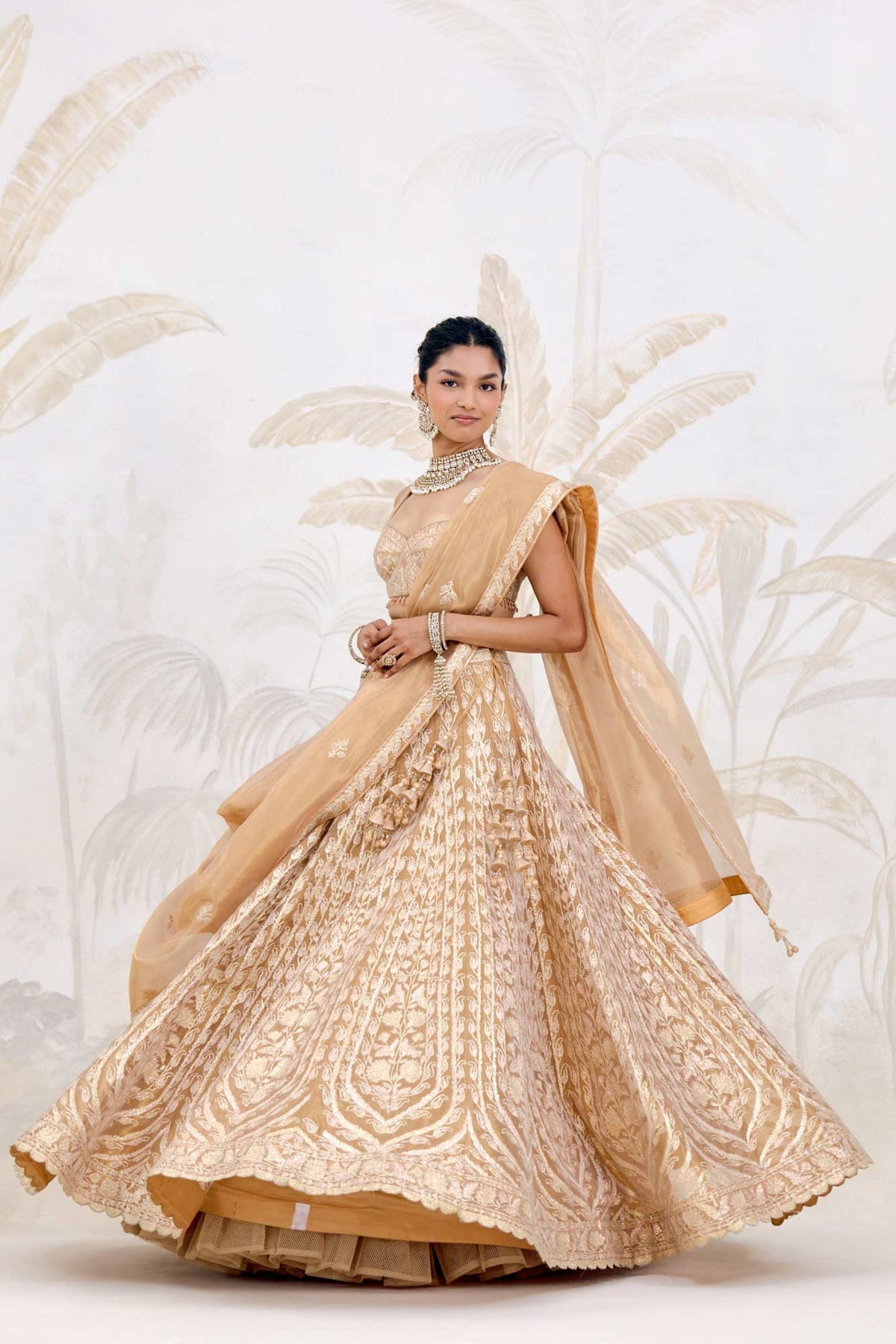 Gold Organza Lehenga Set