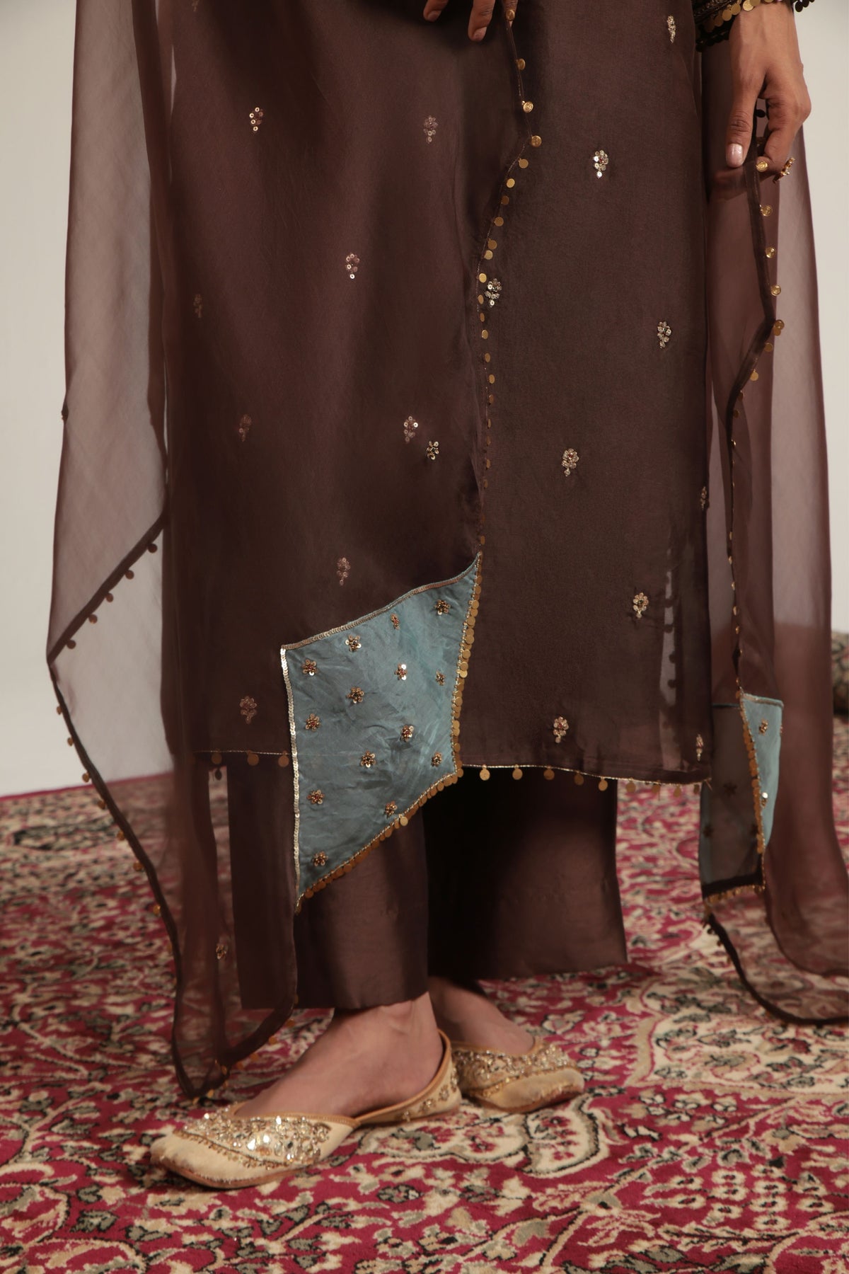 Brown Long Kurta Set