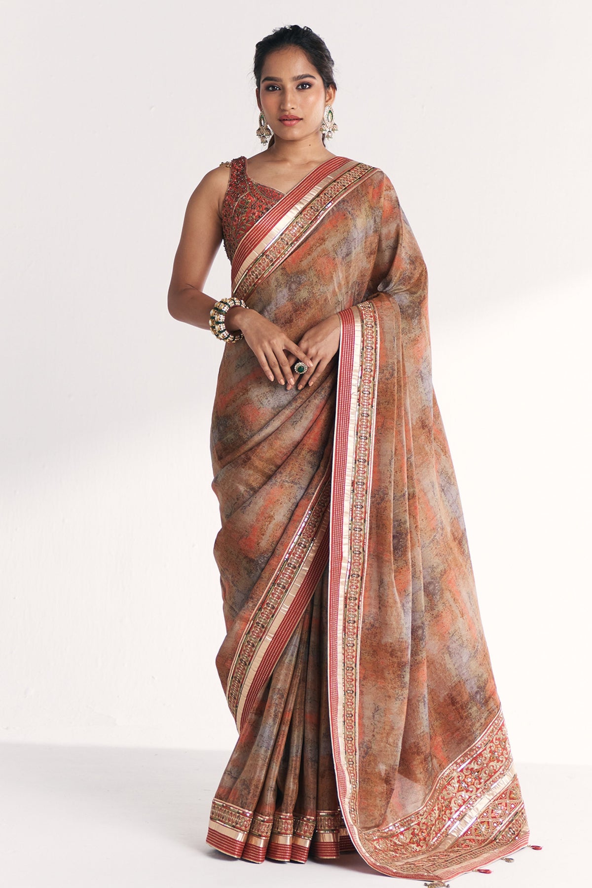 Phulwari Orange Saree