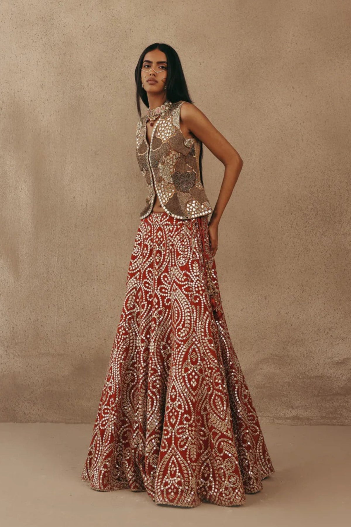 Rust Zari Lehenga Set