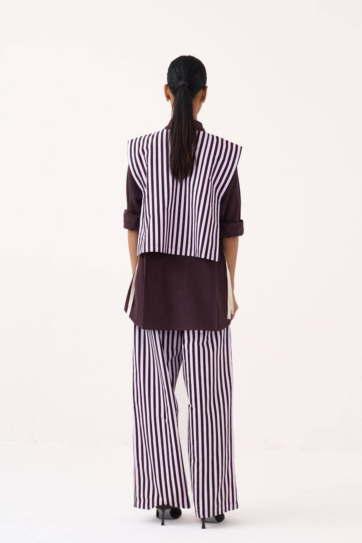 Floral Embroidered Stripe Overlay Set
