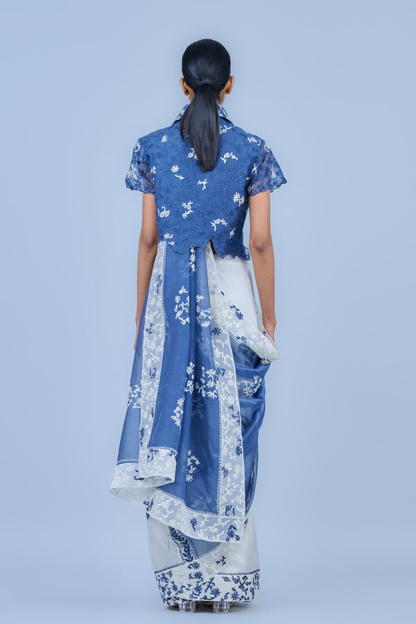 Peachoo - Threadwork Silk Organza Jacket - Elahe